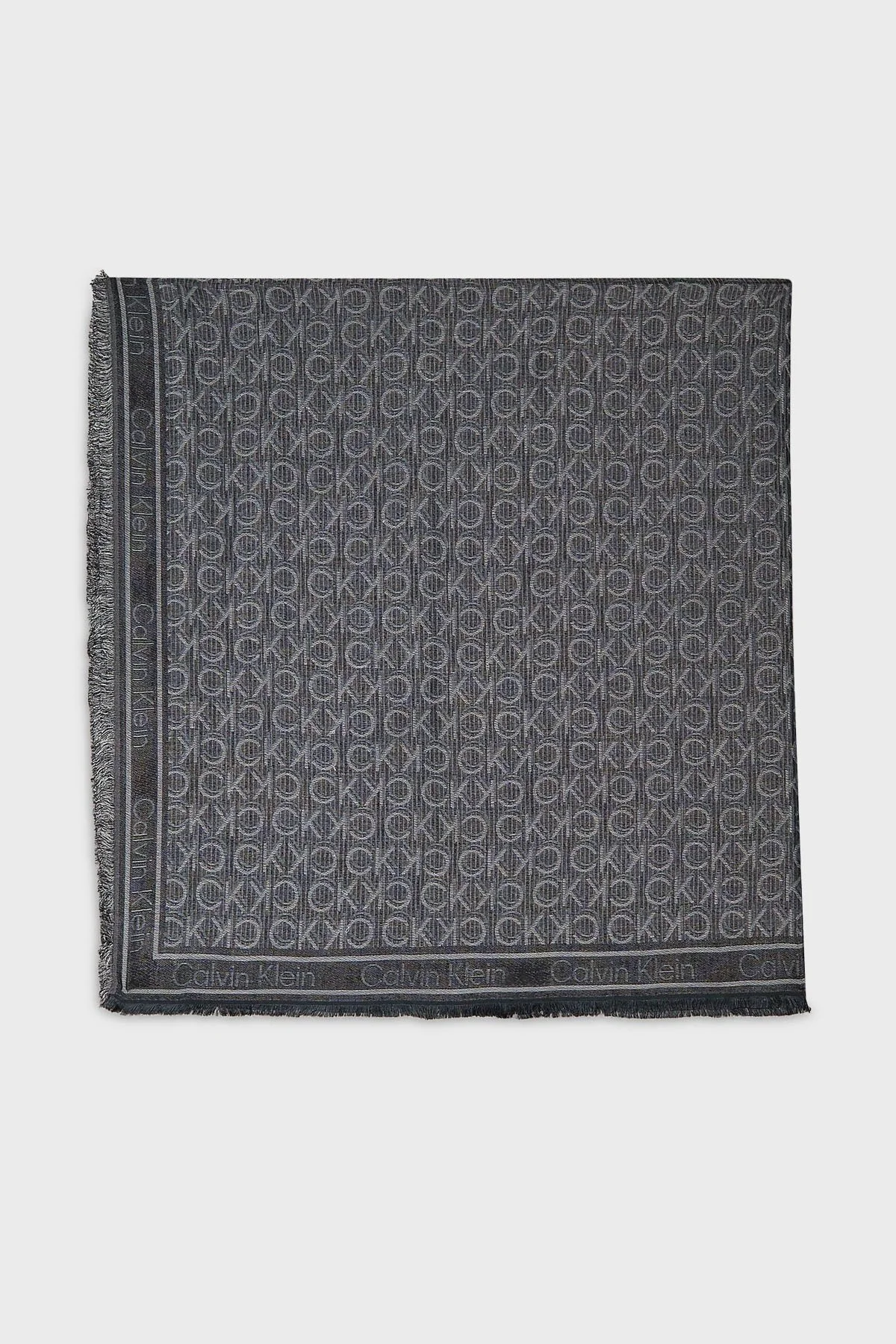 Calvin Klein Logo Baskılı Jakarlı 120 x 120 cm Modal K60K608779BEH Bayan Şal K60K608779 BEH SİYAH - 9
