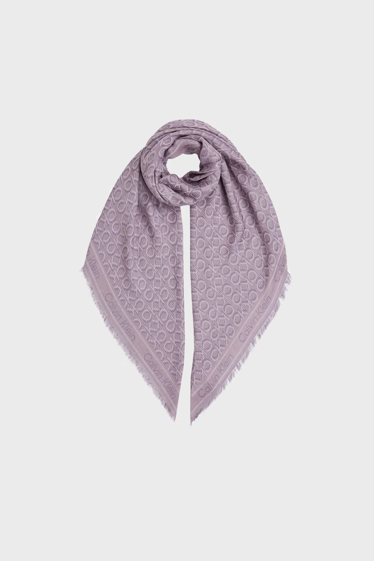 Calvin Klein Logo Baskılı Jakarlı 120 x 120 cm Modal K60K608779VHE Bayan Şal K60K608779 VHE LİLA - 3