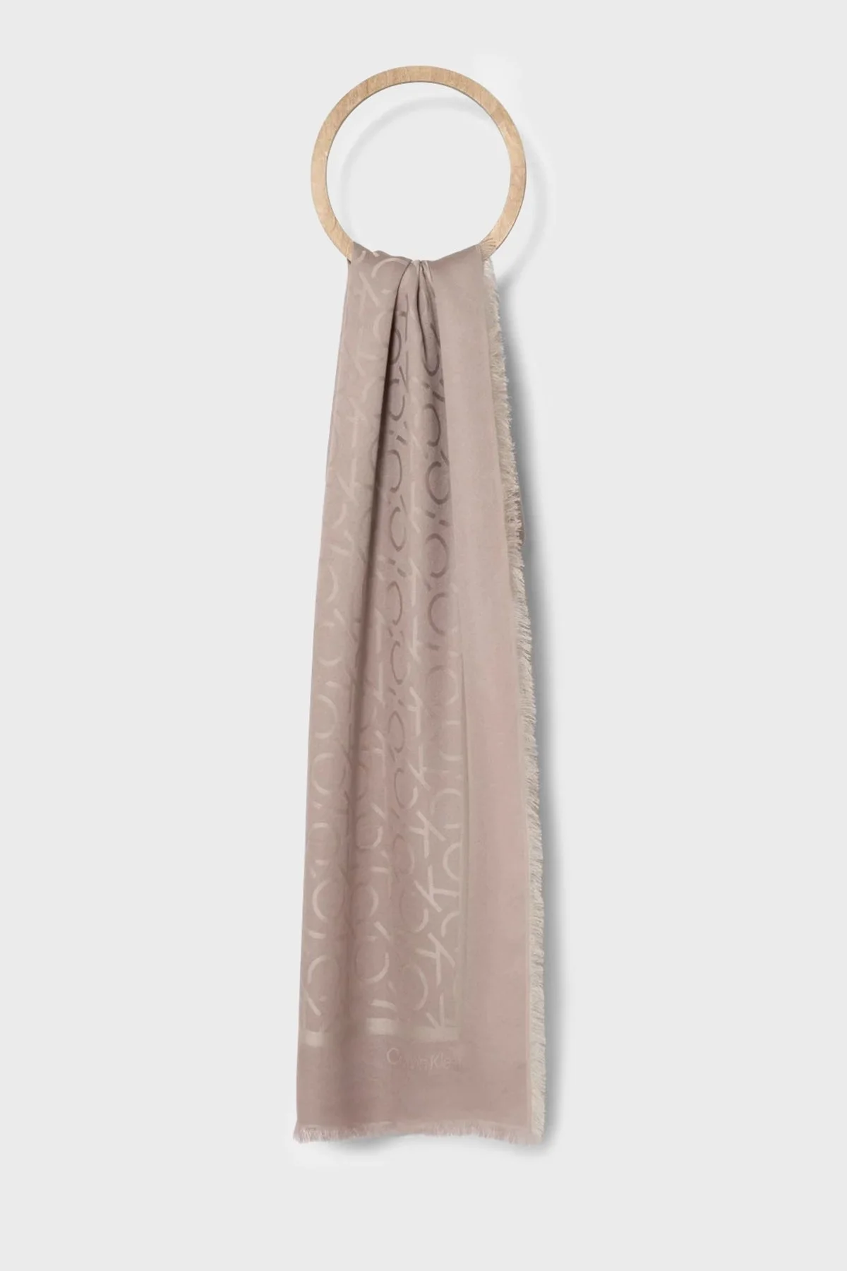 Calvin Klein Logo Baskılı Jakarlı 120 x 120 cm Modal K60K612880PE1 Bayan Eşarp K60K612880 PE1 PUDRA - 3
