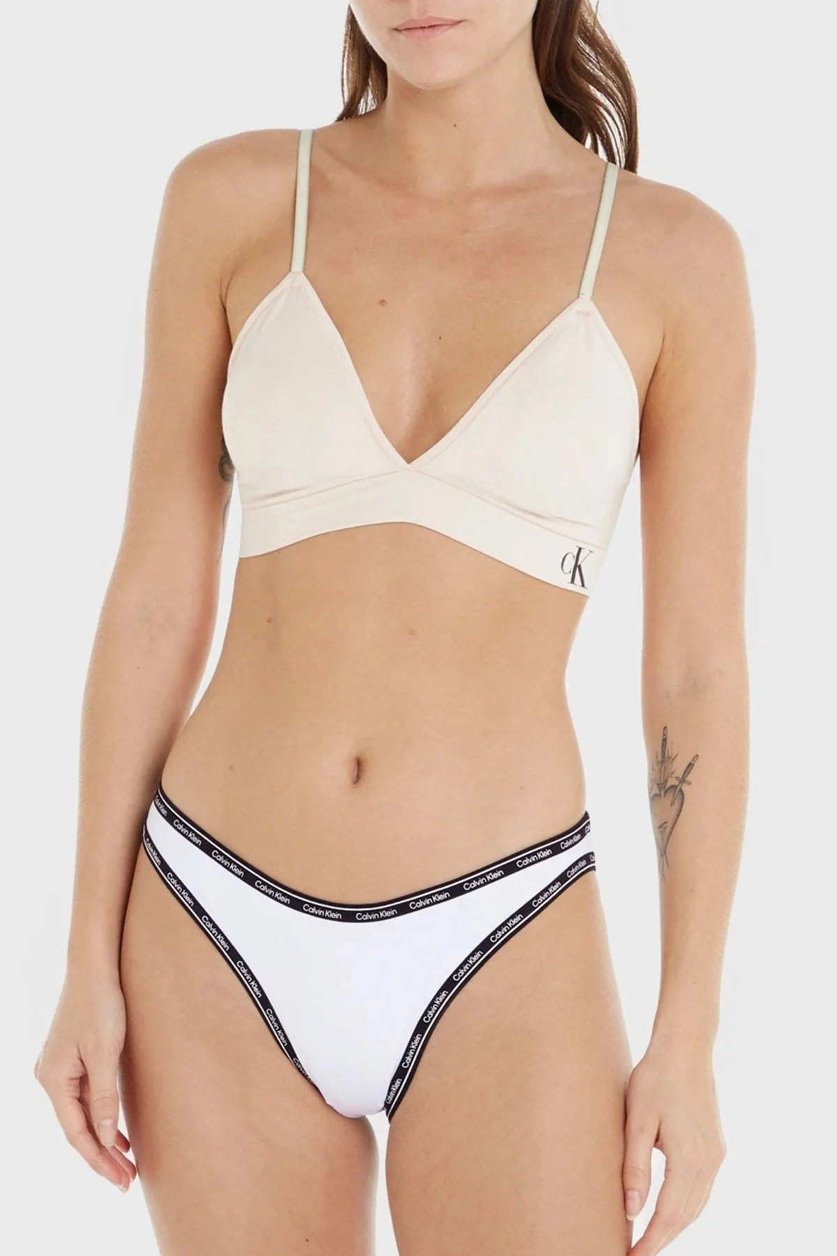 Calvin Klein Logo Baskılı KW0KW01993YCD Bayan Bikini Altı KW0KW01993 YCD BEYAZ - 6