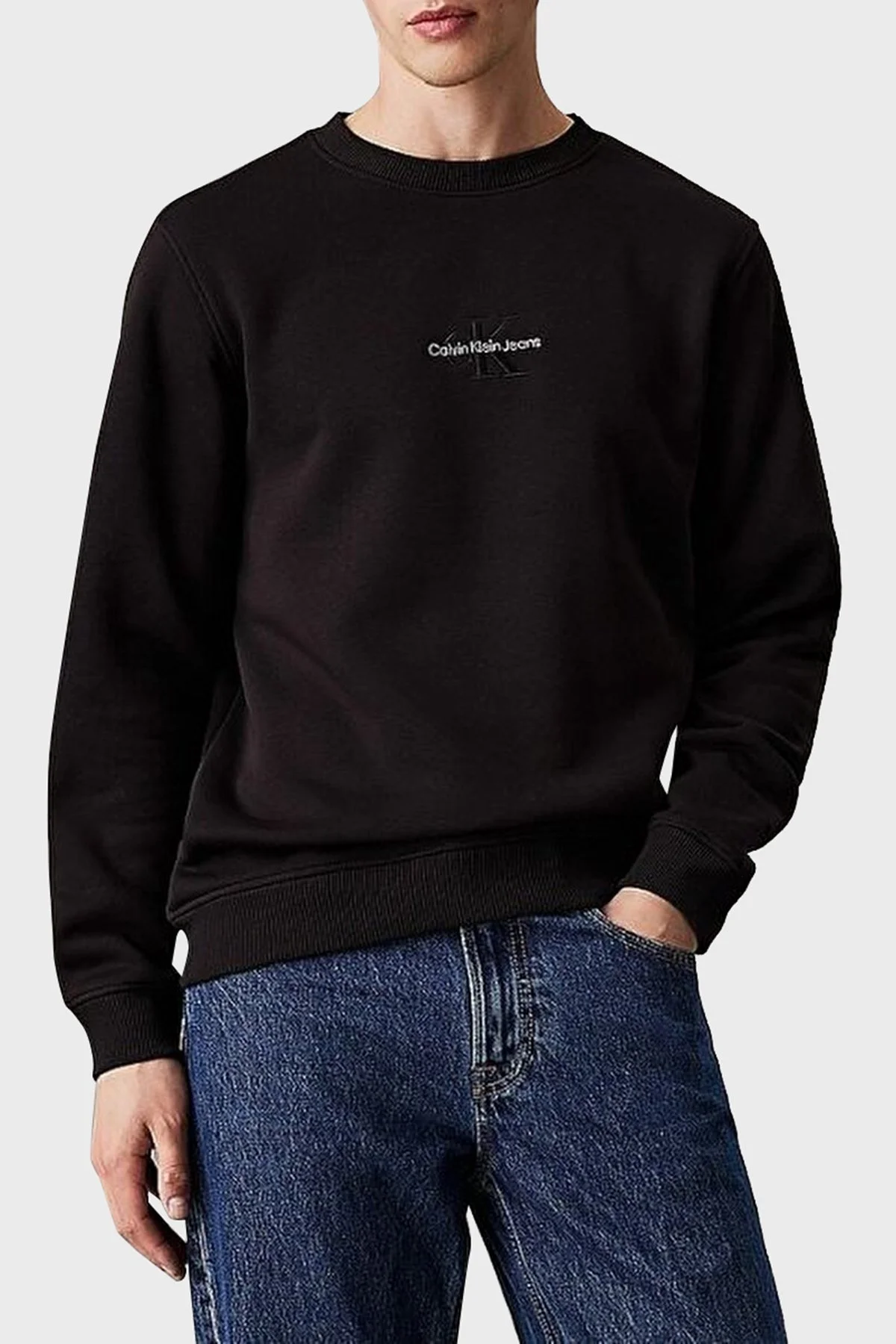 Calvin Klein Logo Baskılı Pamuklu Regular Fit Bisiklet Yaka J30J3256300GM Erkek Sweat J30J325630 0GM SİYAH - 1