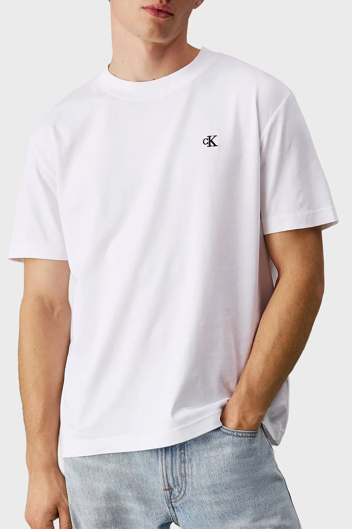 Calvin Klein Logo Baskılı Pamuklu Regular Fit Bisiklet Yaka J30J327473YAF Erkek T Shirt J30J327473 YAF BEYAZ - 4