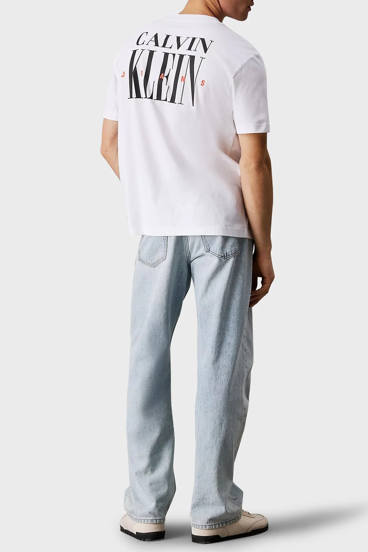 Calvin Klein Logo Baskılı Pamuklu Regular Fit Bisiklet Yaka J30J327473YAF Erkek T Shirt J30J327473 YAF BEYAZ - 5