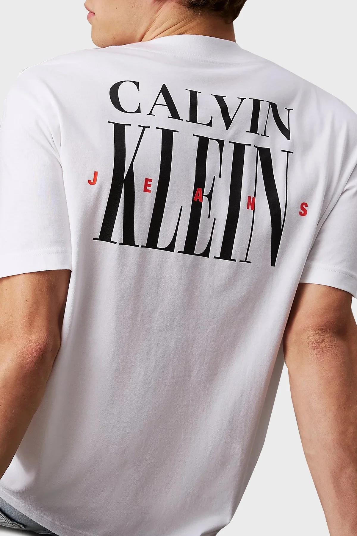 Calvin Klein Logo Baskılı Pamuklu Regular Fit Bisiklet Yaka J30J327473YAF Erkek T Shirt J30J327473 YAF BEYAZ - 6