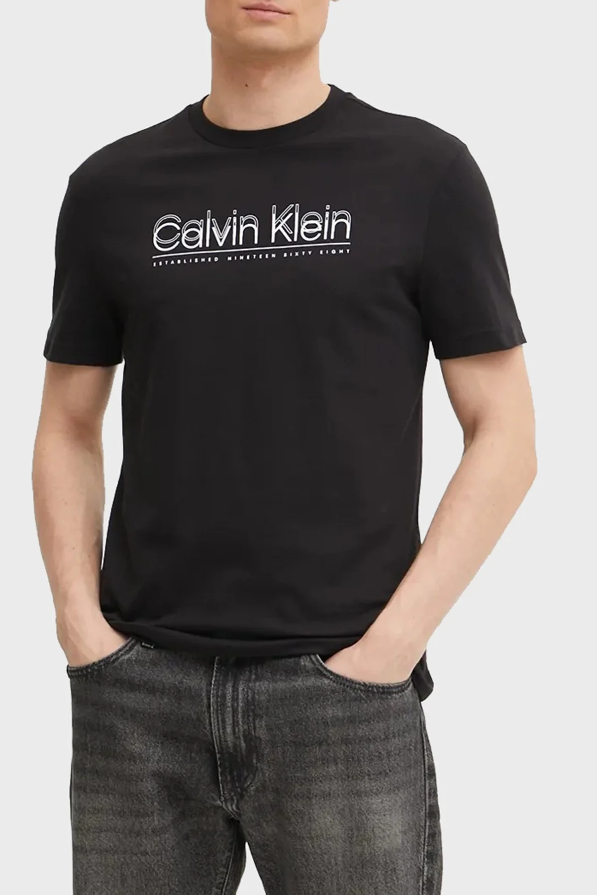 Calvin Klein Logo Baskılı Pamuklu Regular Fit Bisiklet Yaka K10K114149BEH Erkek T Shirt K10K114149 BEH SİYAH - 5