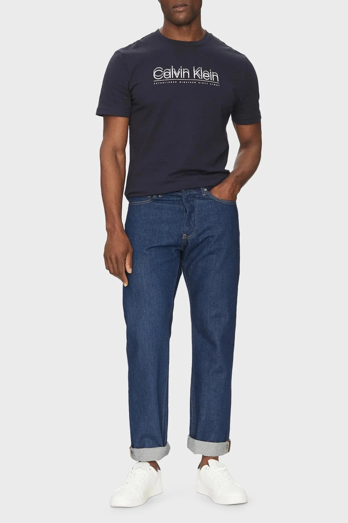 Calvin Klein Logo Baskılı Pamuklu Regular Fit Bisiklet Yaka K10K114149CEF Erkek T Shirt K10K114149 CEF LACİVERT - 7