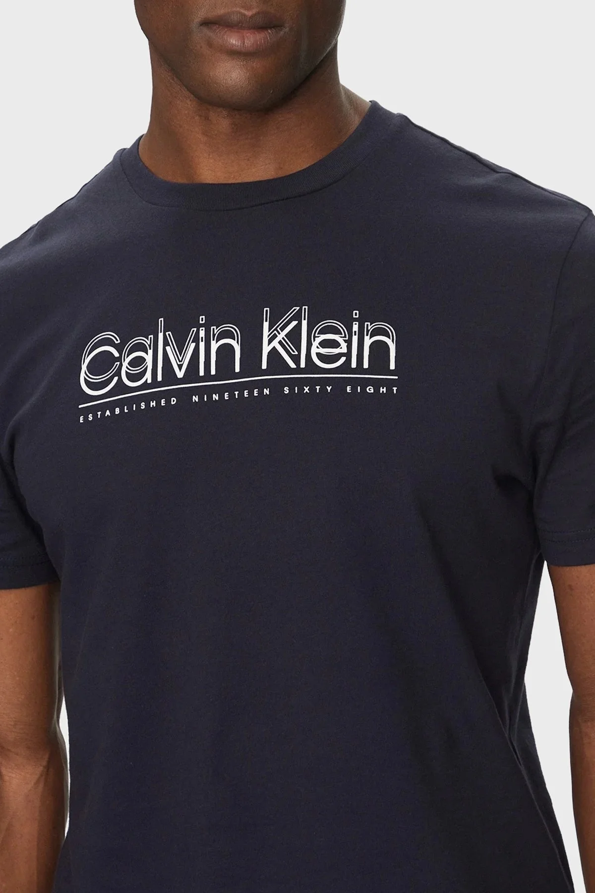 Calvin Klein Logo Baskılı Pamuklu Regular Fit Bisiklet Yaka K10K114149CEF Erkek T Shirt K10K114149 CEF LACİVERT - 9