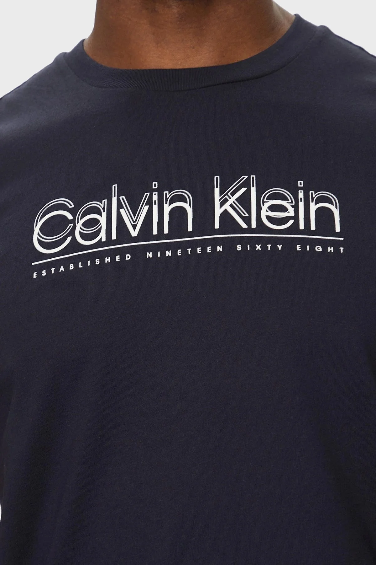 Calvin Klein Logo Baskılı Pamuklu Regular Fit Bisiklet Yaka K10K114149CEF Erkek T Shirt K10K114149 CEF LACİVERT - 10
