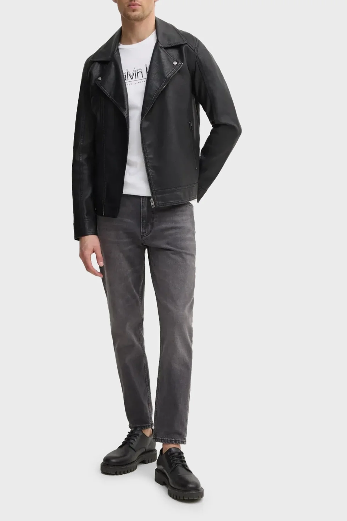 Calvin Klein Logo Baskılı Pamuklu Regular Fit Bisiklet Yaka K10K114149YAF Erkek T Shirt K10K114149 YAF BEYAZ - 6