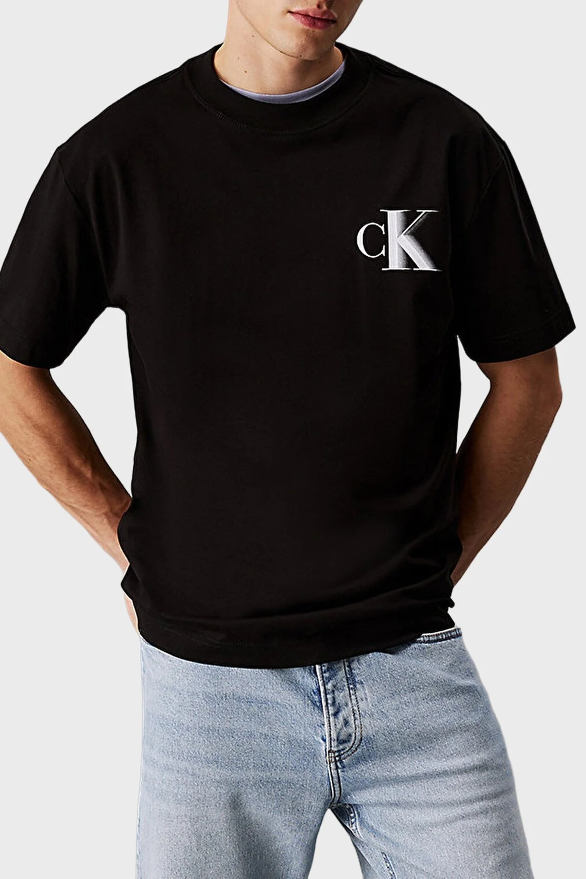 Calvin Klein Logo Baskılı Pamuklu Relaxed Fit Bisiklet Yaka J30J327475BEH Erkek T Shirt J30J327475 BEH SİYAH - 5