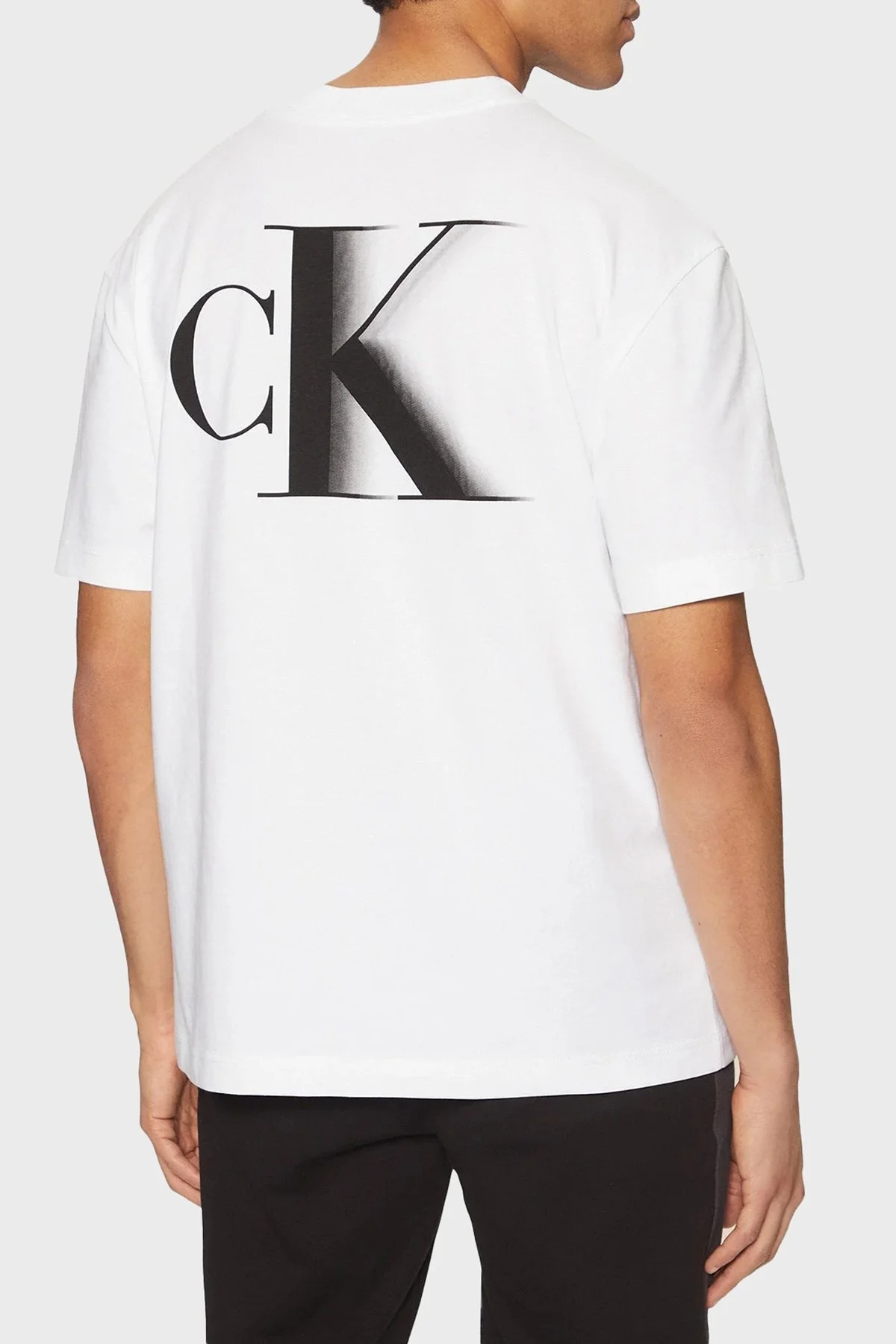 Calvin Klein Logo Baskılı Pamuklu Relaxed Fit Bisiklet Yaka J30J327475YAF Erkek T Shirt J30J327475 YAF BEYAZ - 8