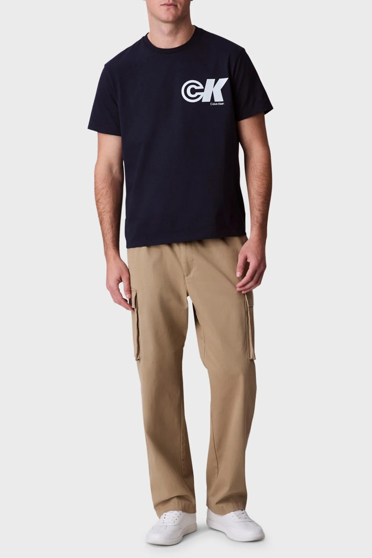 Calvin Klein Logo Baskılı Pamuklu Relaxed Fit Bisiklet Yaka LV04RC835GCEF Erkek T Shirt LV04RC835G CEF LACİVERT - 2