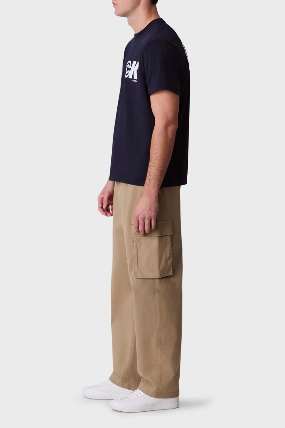 Calvin Klein Logo Baskılı Pamuklu Relaxed Fit Bisiklet Yaka LV04RC835GCEF Erkek T Shirt LV04RC835G CEF LACİVERT - 4