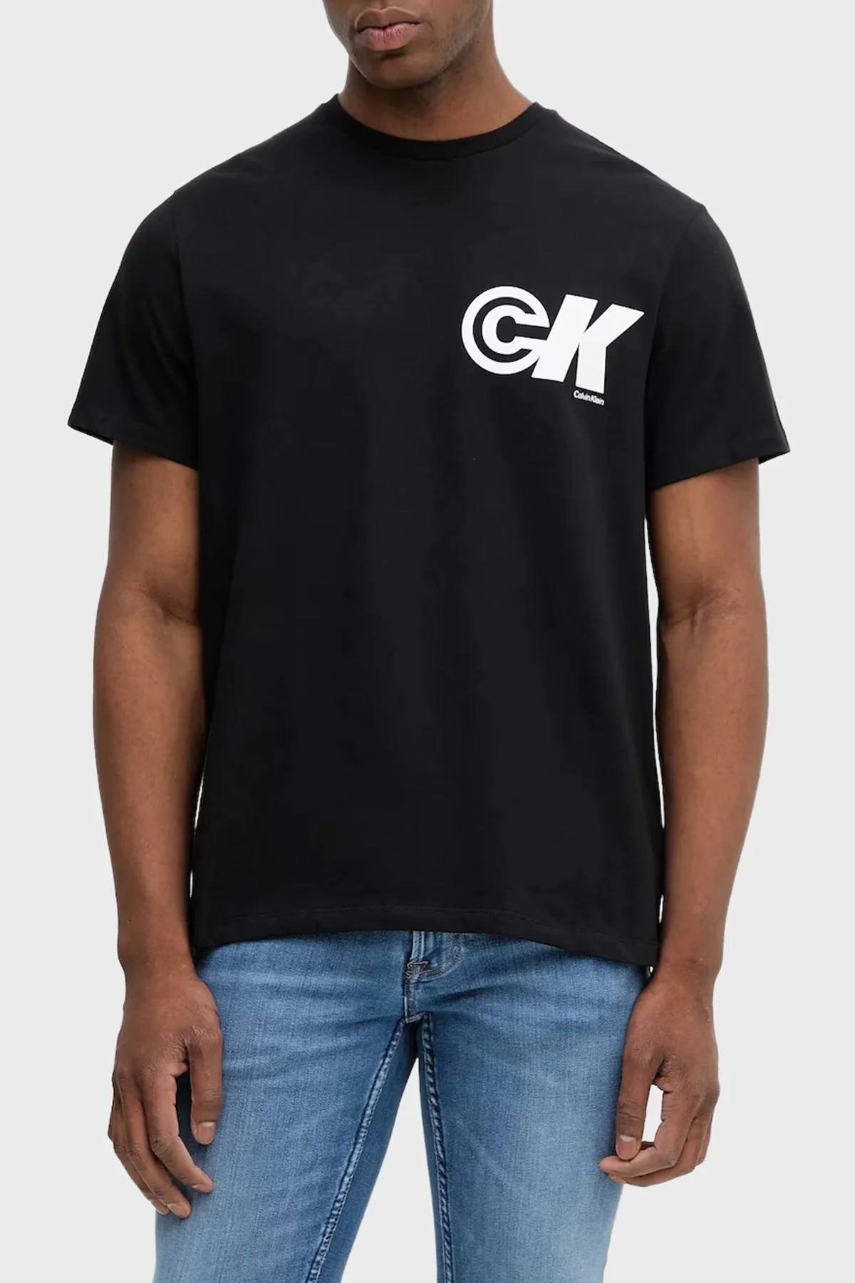 Calvin Klein Logo Baskılı Pamuklu Relaxed Fit Bisiklet Yaka LV04RC835GUB1 Erkek T Shirt LV04RC835G UB1 SİYAH - 1