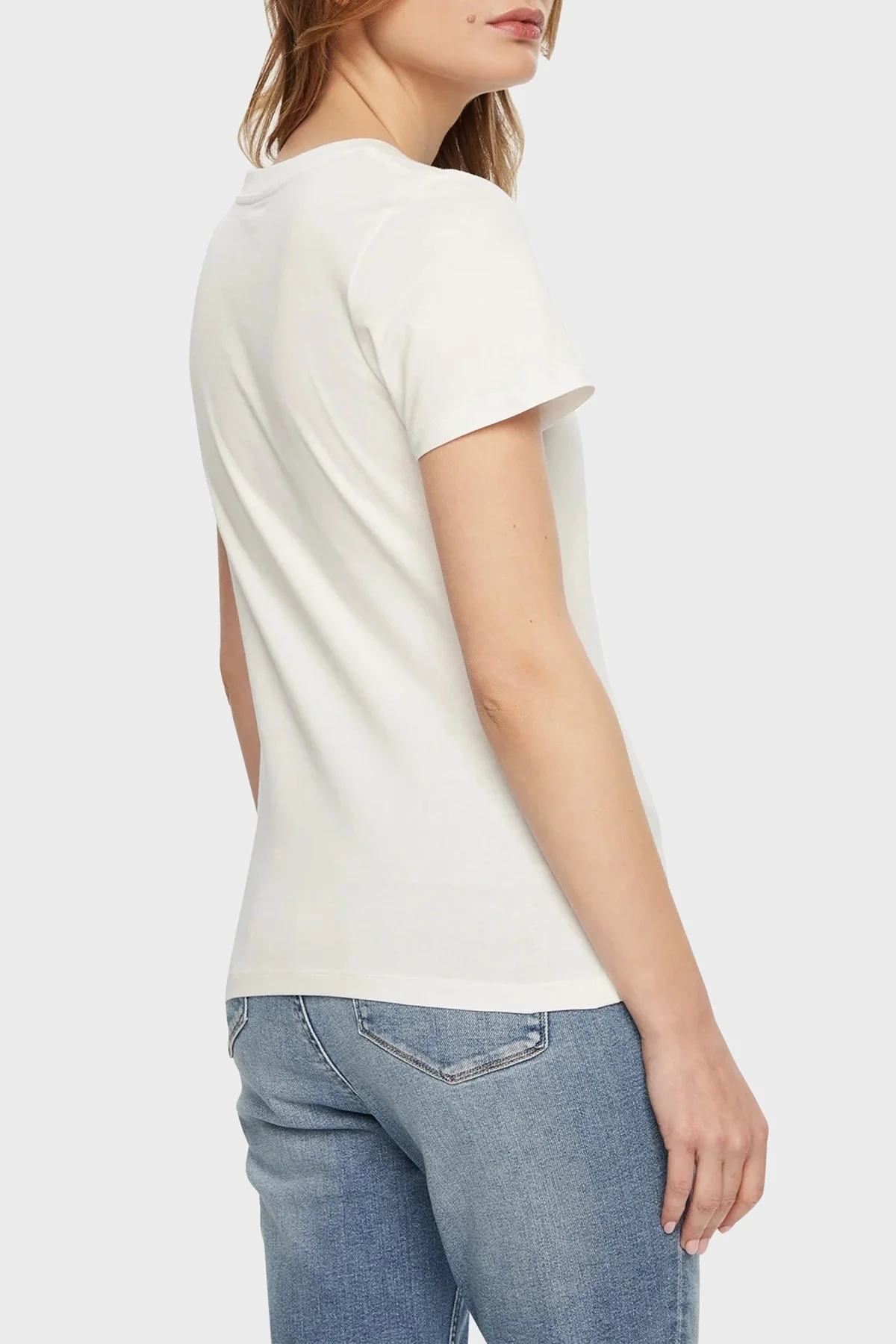 Calvin Klein Logo Baskılı Pamuklu Slim Fit Bisiklet Yaka J20J224982YAF Bayan T Shirt J20J224982 YAF BEYAZ - 2