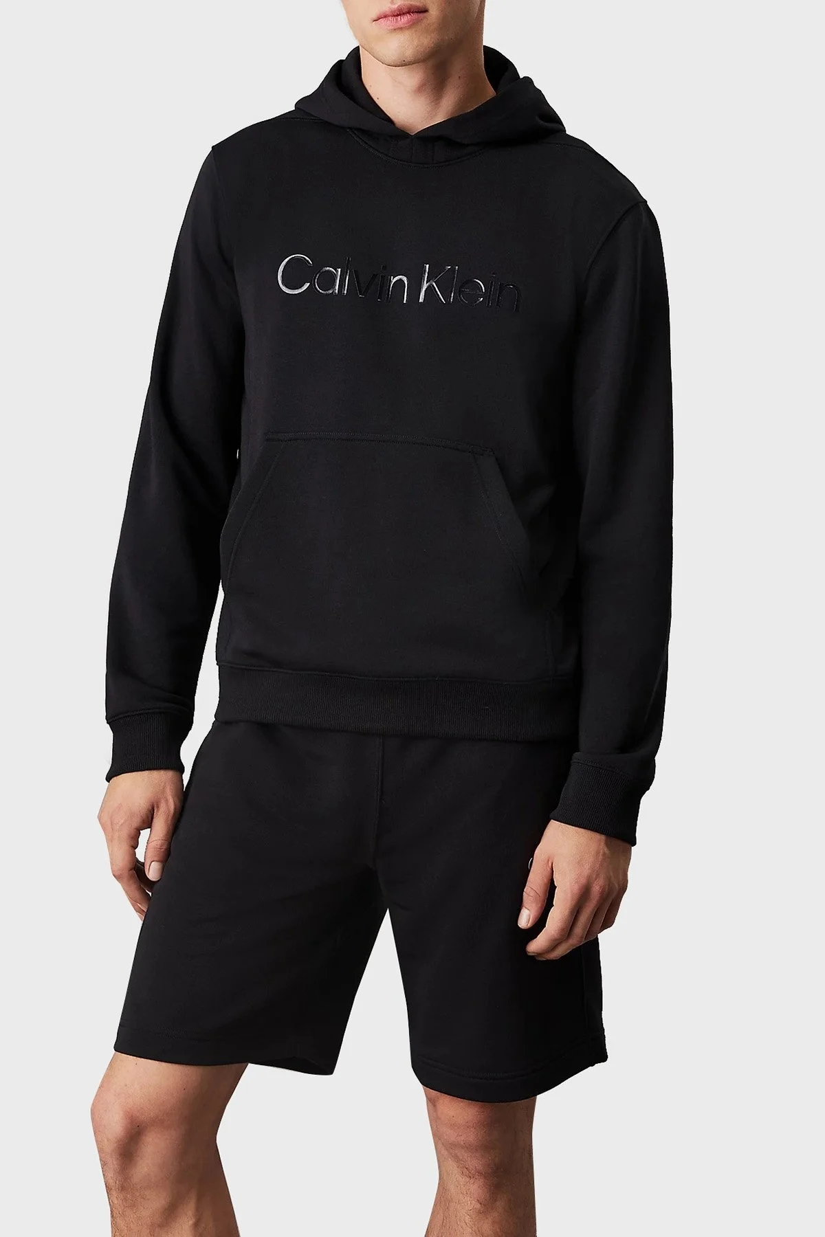 Calvin Klein Logo Baskılı Regular Fit Kapüşonlu 00GMF4W302BAE Erkek Sweat 00GMF4W302 BAE SİYAH - 1