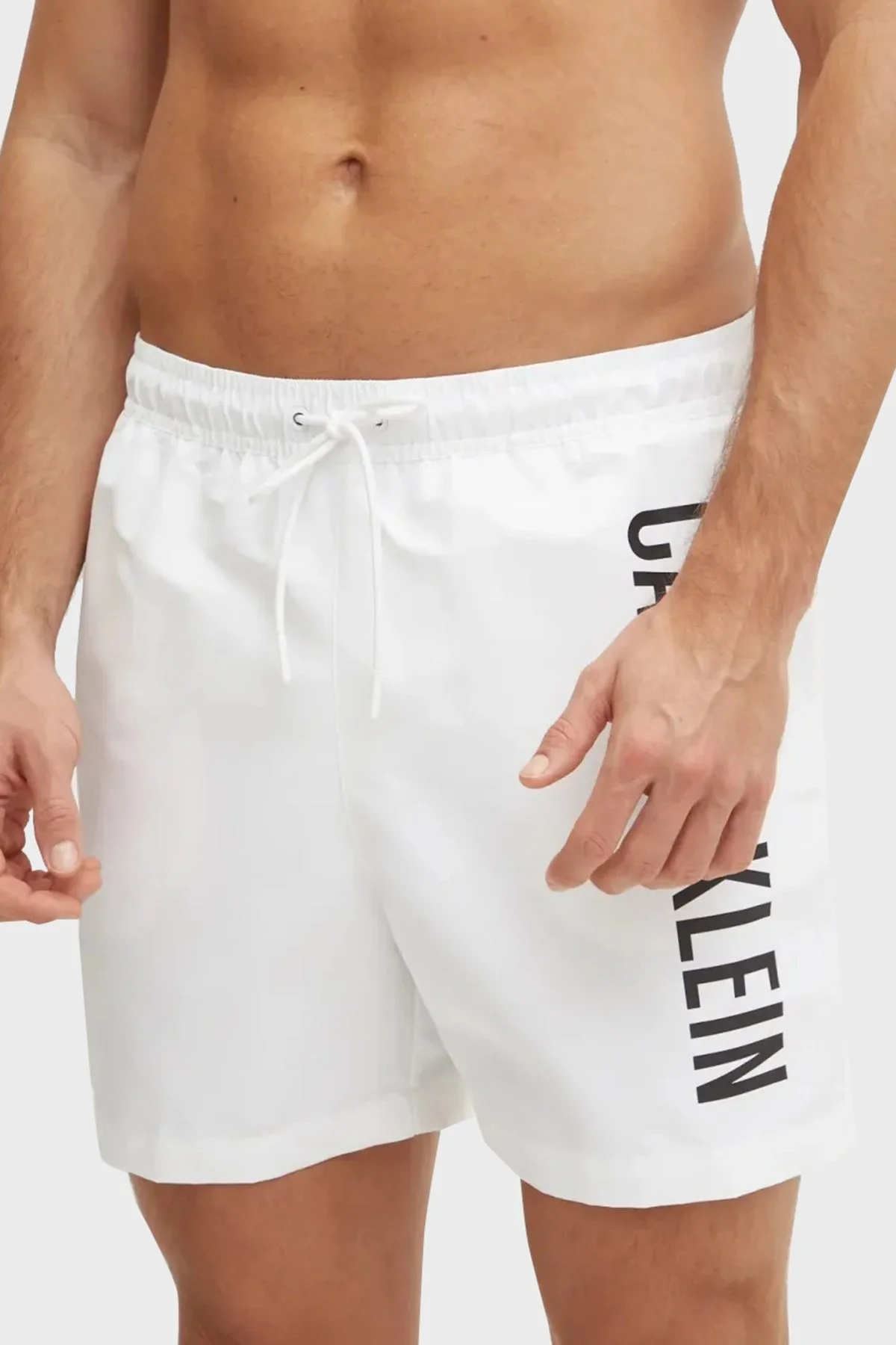 Calvin Klein Logo Baskılı Regular Fit Lastikli Bel KM0KM01092YCD Erkek Mayo Short KM0KM01092 YCD BEYAZ - 6