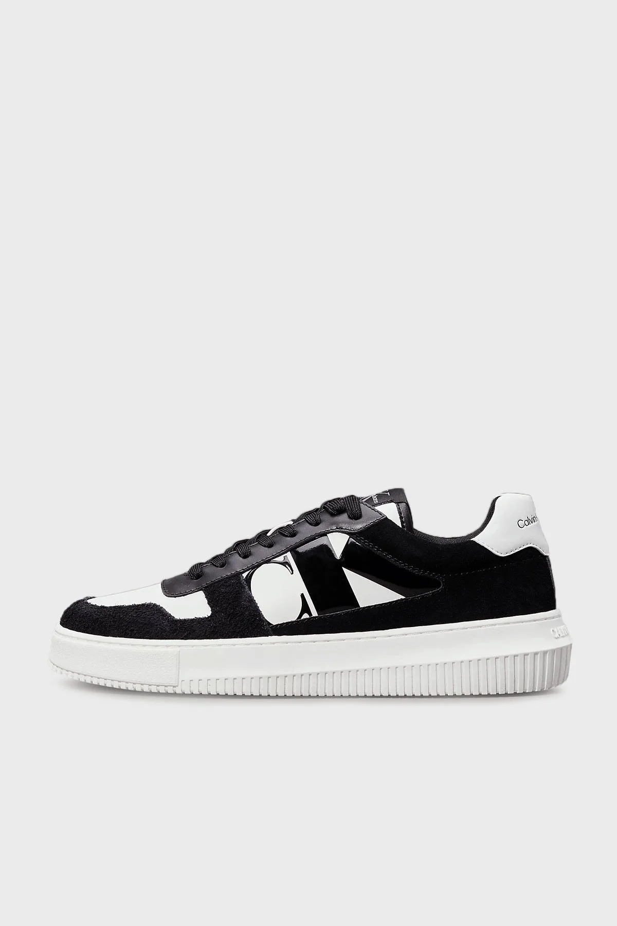 Calvin Klein Logo Baskılı Süet Sneaker YM0YM011220GM Erkek Ayakkabı YM0YM01122 0GM SİYAH-BEYAZ - 8