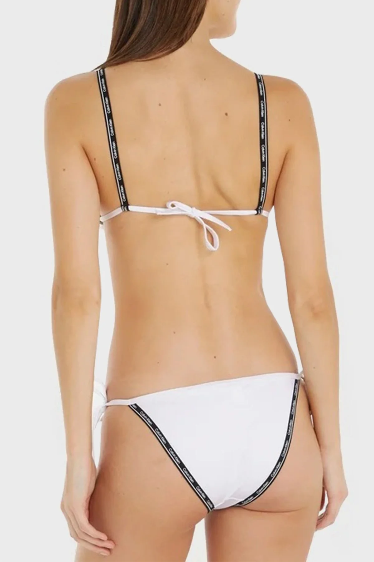 Calvin Klein Logo Baskılı Üçgen KW0KW01977YCD Bayan Bikini Üstü KW0KW01977 YCD BEYAZ - 3
