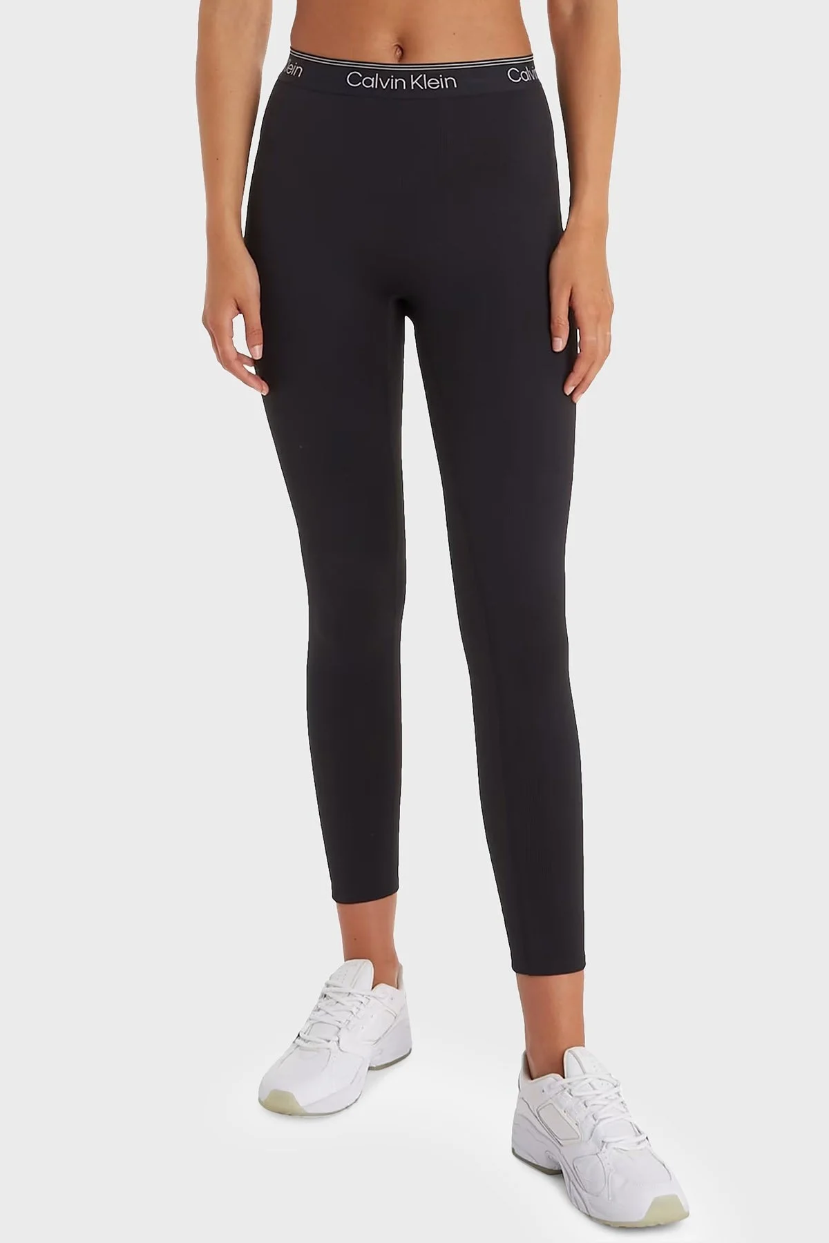 Calvin Klein Logo Detaylı Yüksek Bel Esnek Bayan Tayt 00GWS3L605 BAE SİYAH - 1