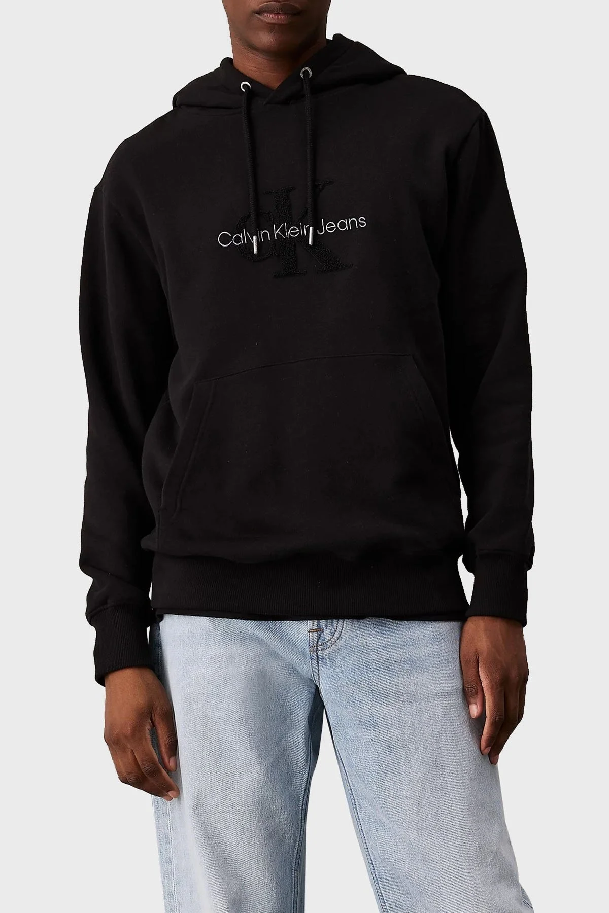 Calvin Klein Logo İşlemeli % 100 Pamuk Regular Fit Kapüşonlu J30J326637BEH Erkek Sweat J30J326637 BEH SİYAH - 1