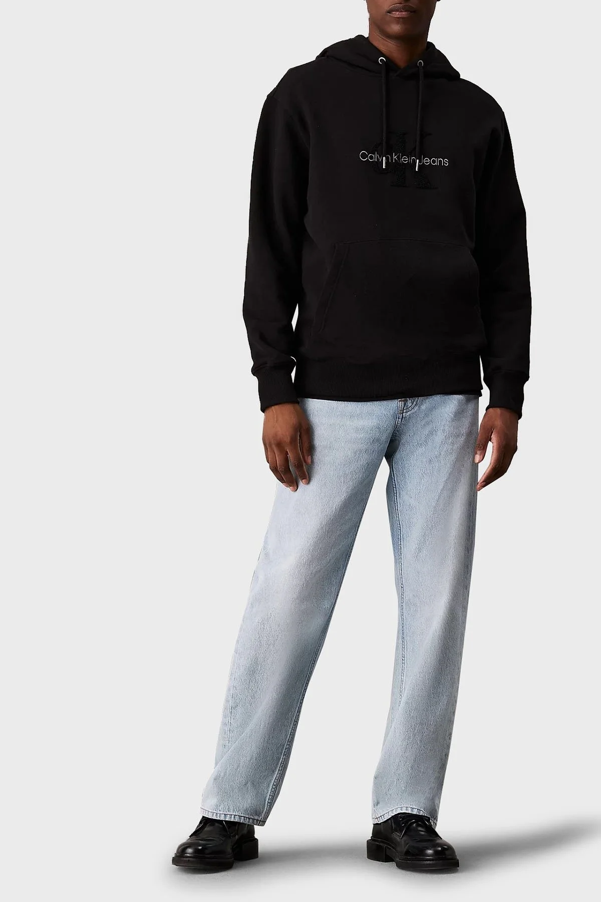 Calvin Klein Logo İşlemeli % 100 Pamuk Regular Fit Kapüşonlu J30J326637BEH Erkek Sweat J30J326637 BEH SİYAH - 3