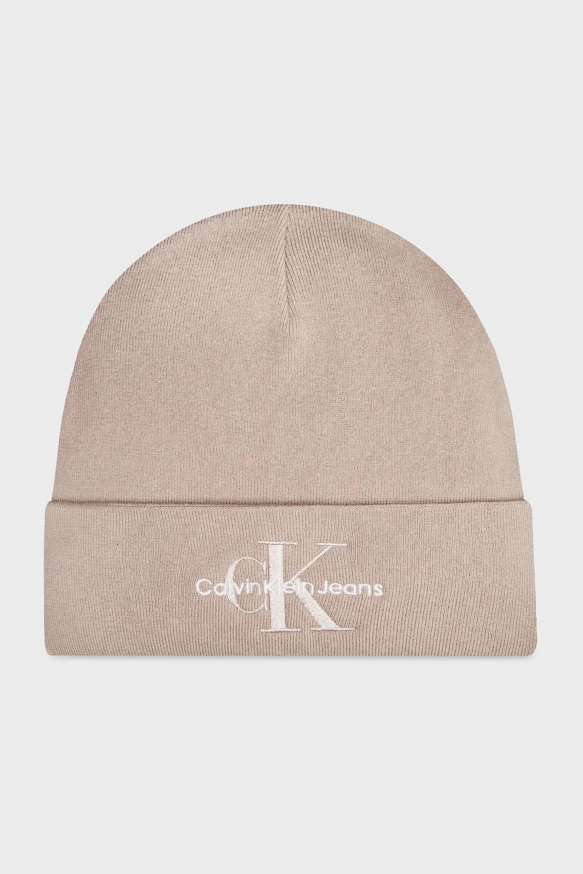 Calvin Klein Logo İşlemeli Pamuklu K60K612668PCF Bayan Bere K60K612668 PCF BEJ - 1