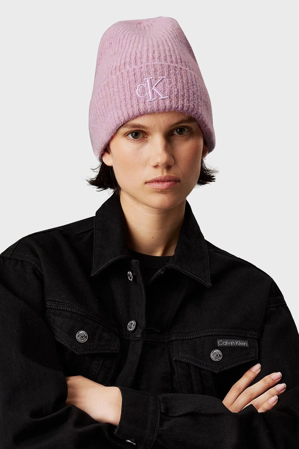 Calvin Klein Logo İşlemeli Yumuşak Dokulu Örgü K60K612321PCJ Bayan Bere K60K612321 PCJ PUDRA - 2