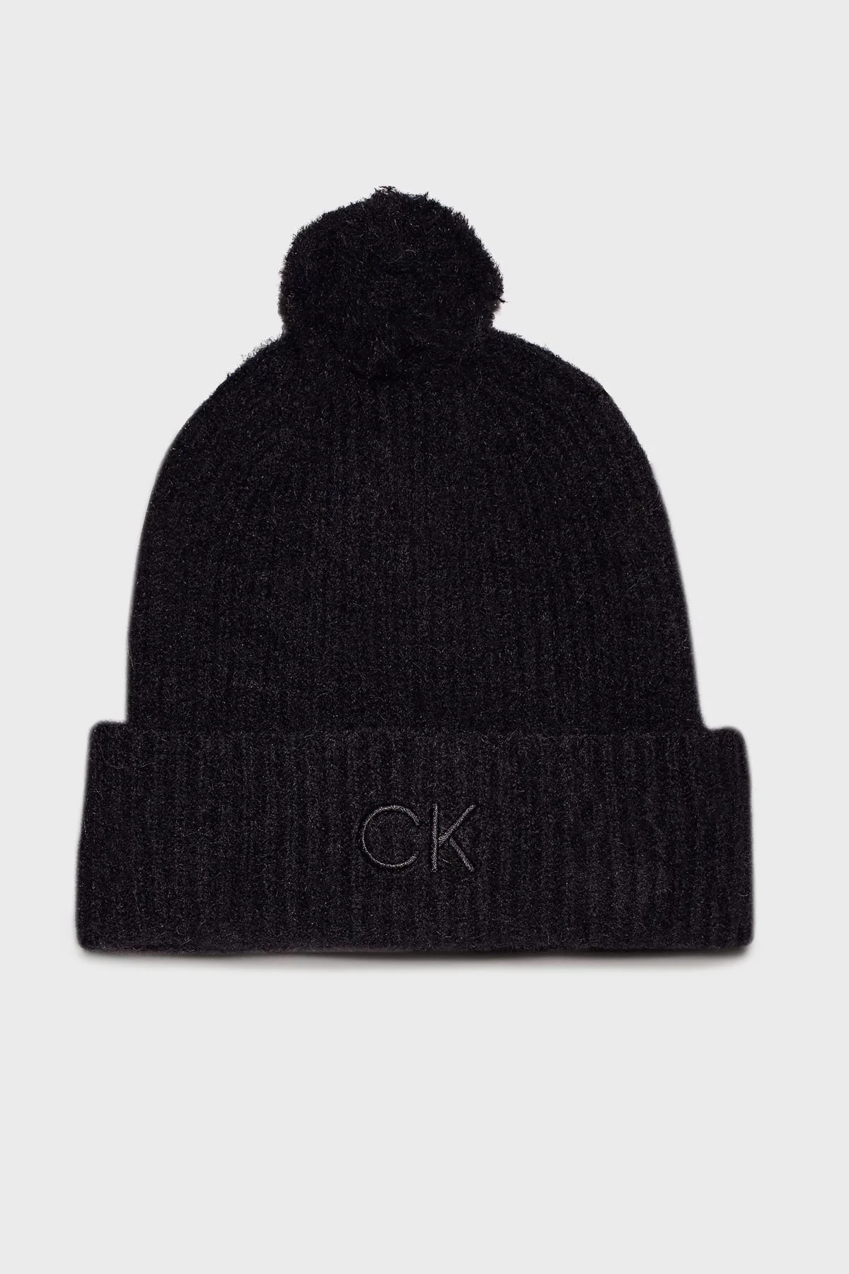 Calvin Klein Logo İşlemeli Yumuşak Ponponlu Örgü K60K612586BEH Bayan Bere K60K612586 BEH SİYAH - 1