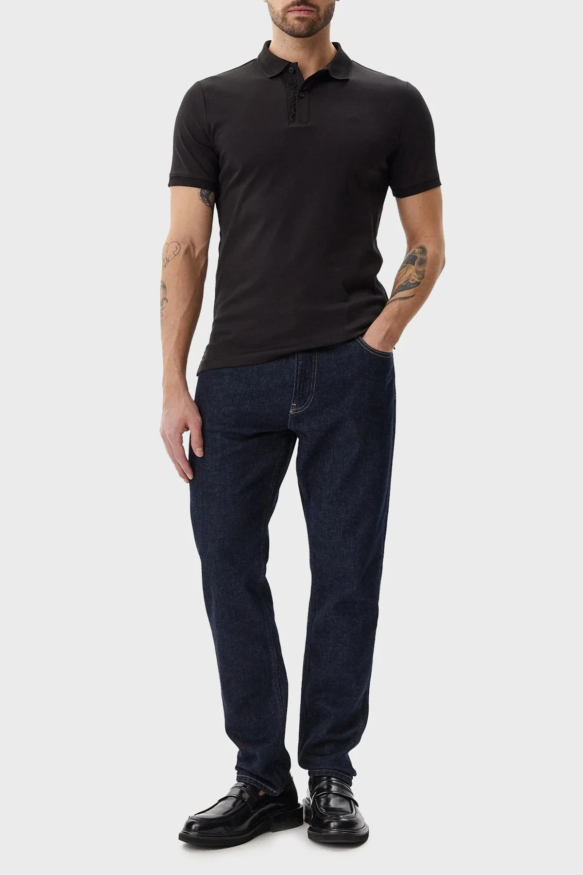 Calvin Klein Logo Nakışlı Pamuklu Regular Fit Düğmeli K10K114135BEH Erkek Polo Yaka T Shirt K10K114135 BEH SİYAH - 7