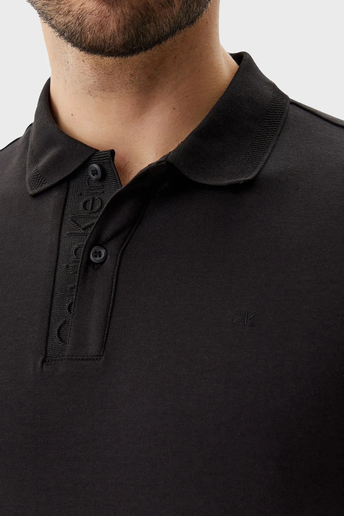 Calvin Klein Logo Nakışlı Pamuklu Regular Fit Düğmeli K10K114135BEH Erkek Polo Yaka T Shirt K10K114135 BEH SİYAH - 10