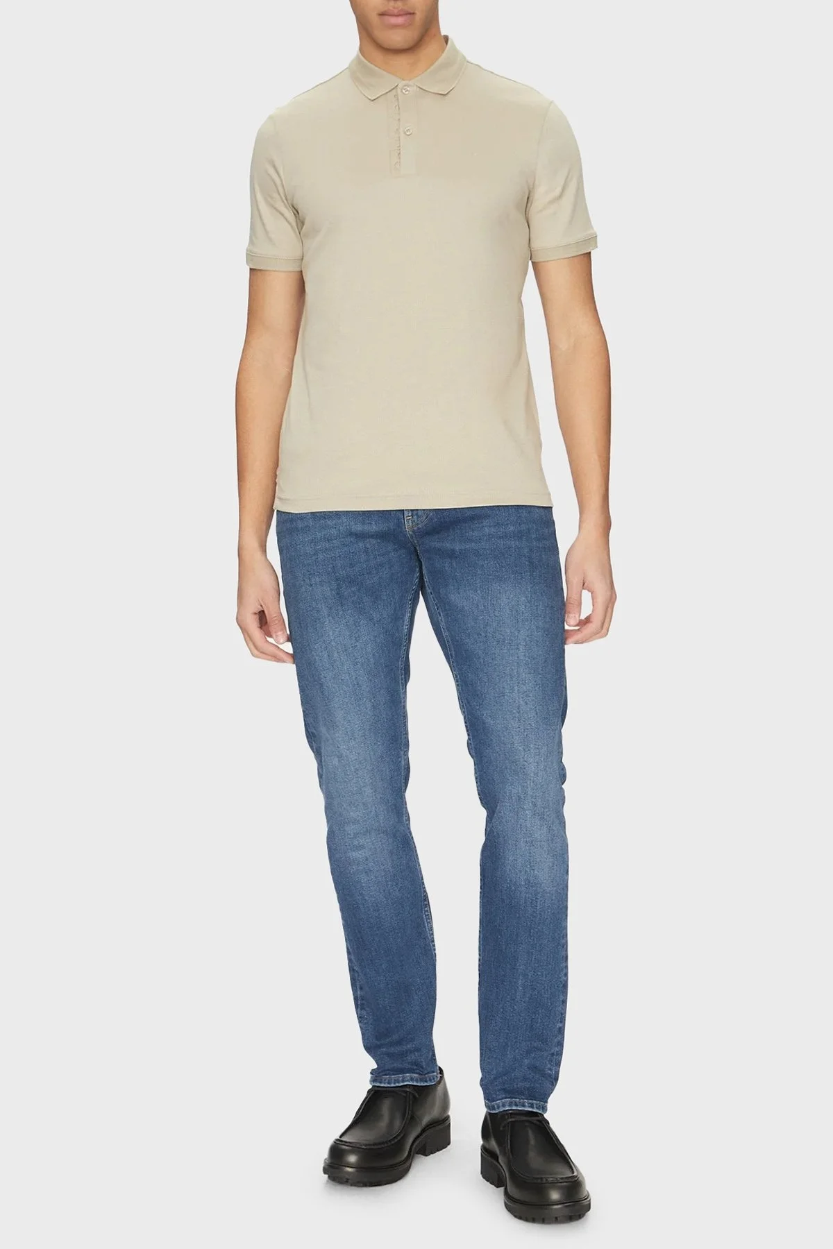 Calvin Klein Logo Nakışlı Pamuklu Regular Fit Düğmeli K10K114135PAH Erkek Polo Yaka T Shirt K10K114135 PAH BEJ - 7