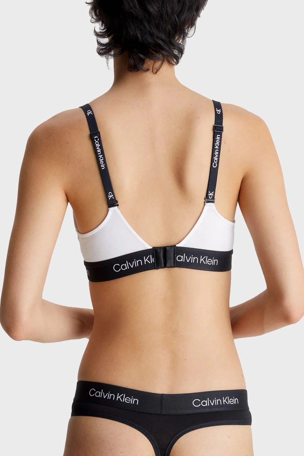 Calvin Klein Logo Şeritli Pamuklu Spor 000QF7218E100 Bayan Sütyen 000QF7218E 100 BEYAZ - 2