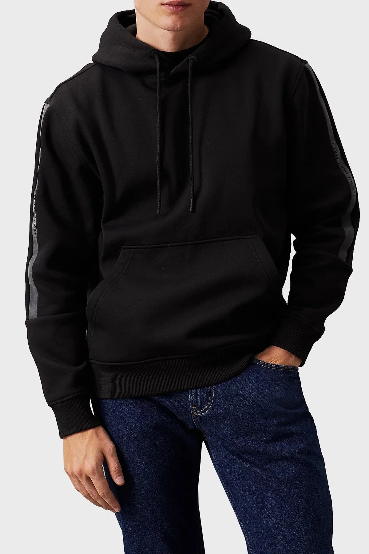 Calvin Klein Logo Şeritli Regular Fit J30J325632BEH Erkek Sweat J30J325632 BEH SİYAH - 1