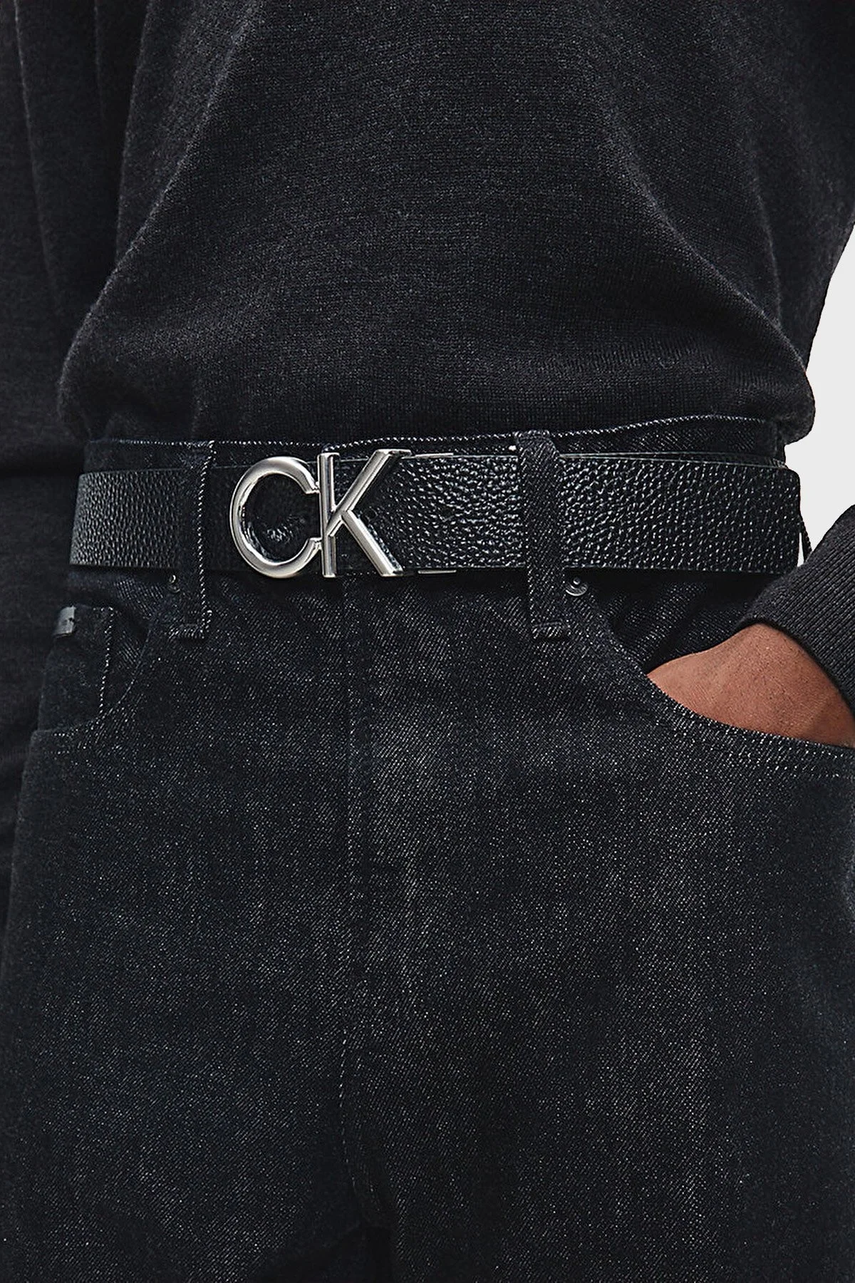 Calvin Klein Logolu % 100 Deri Erkek Kemer K50K509956 BAX SİYAH - 2