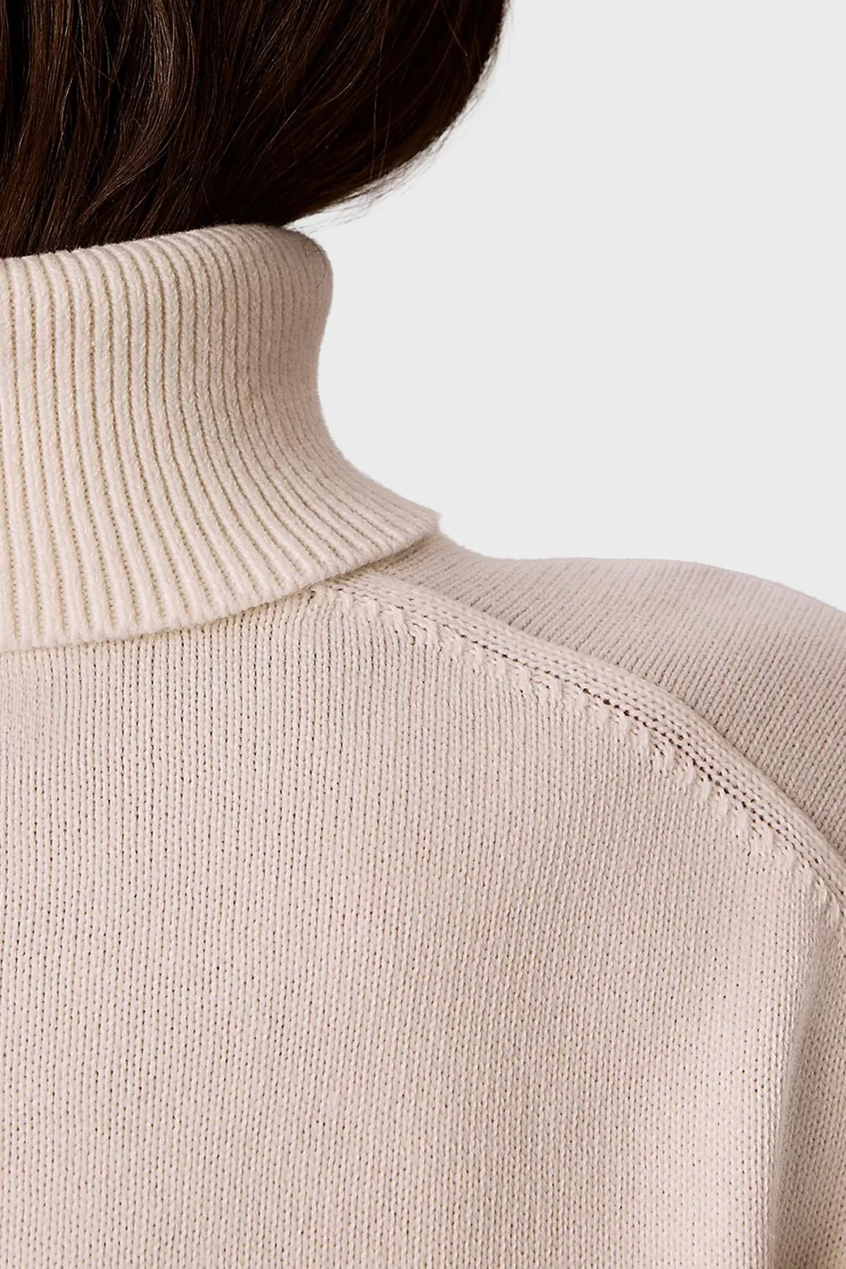 Calvin Klein Logolu % 100 Pamuk Balıkçı Yaka LV047H329GYAS Kadın Kazak LV047H329G YAS Krem - 5