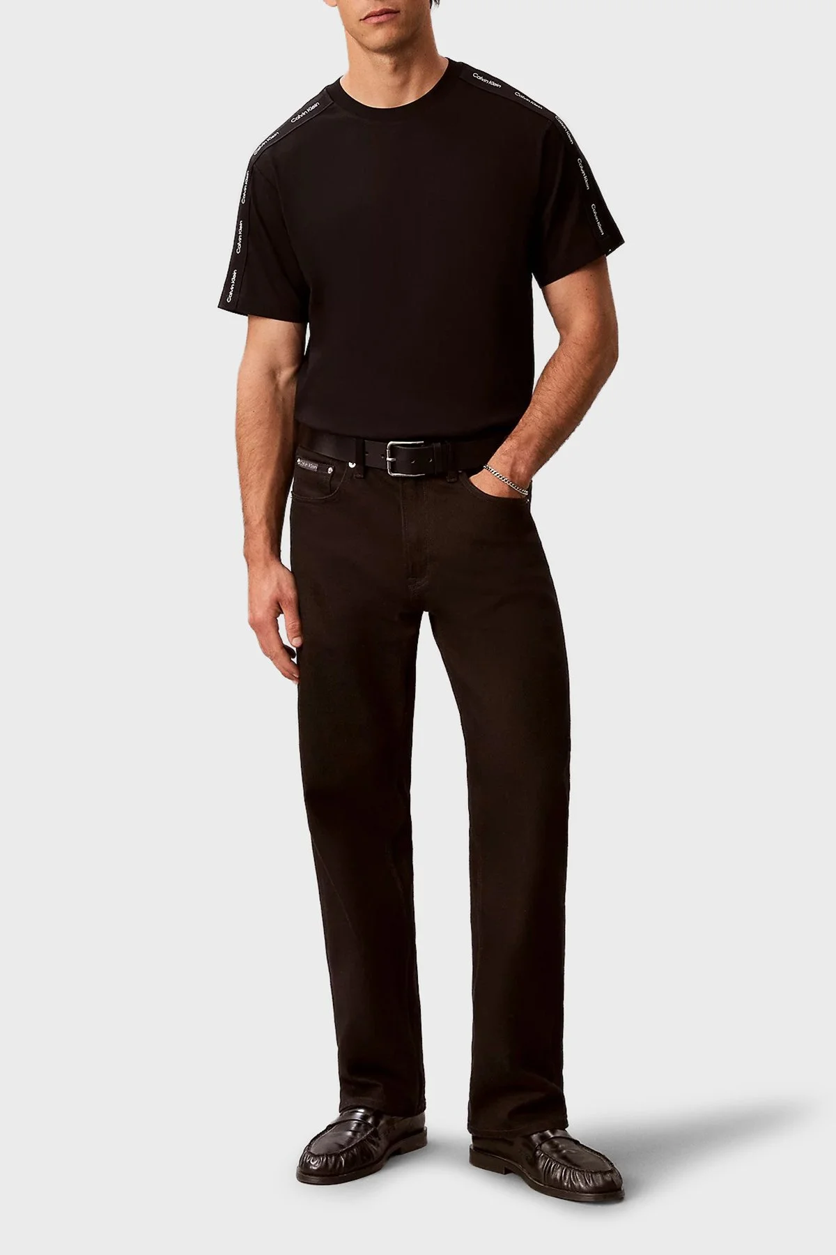 Calvin Klein Logolu % 100 Pamuk Bisiklet Yaka LV04RH201GUB1 Erkek T Shirt LV04RH201G UB1 Siyah - 2