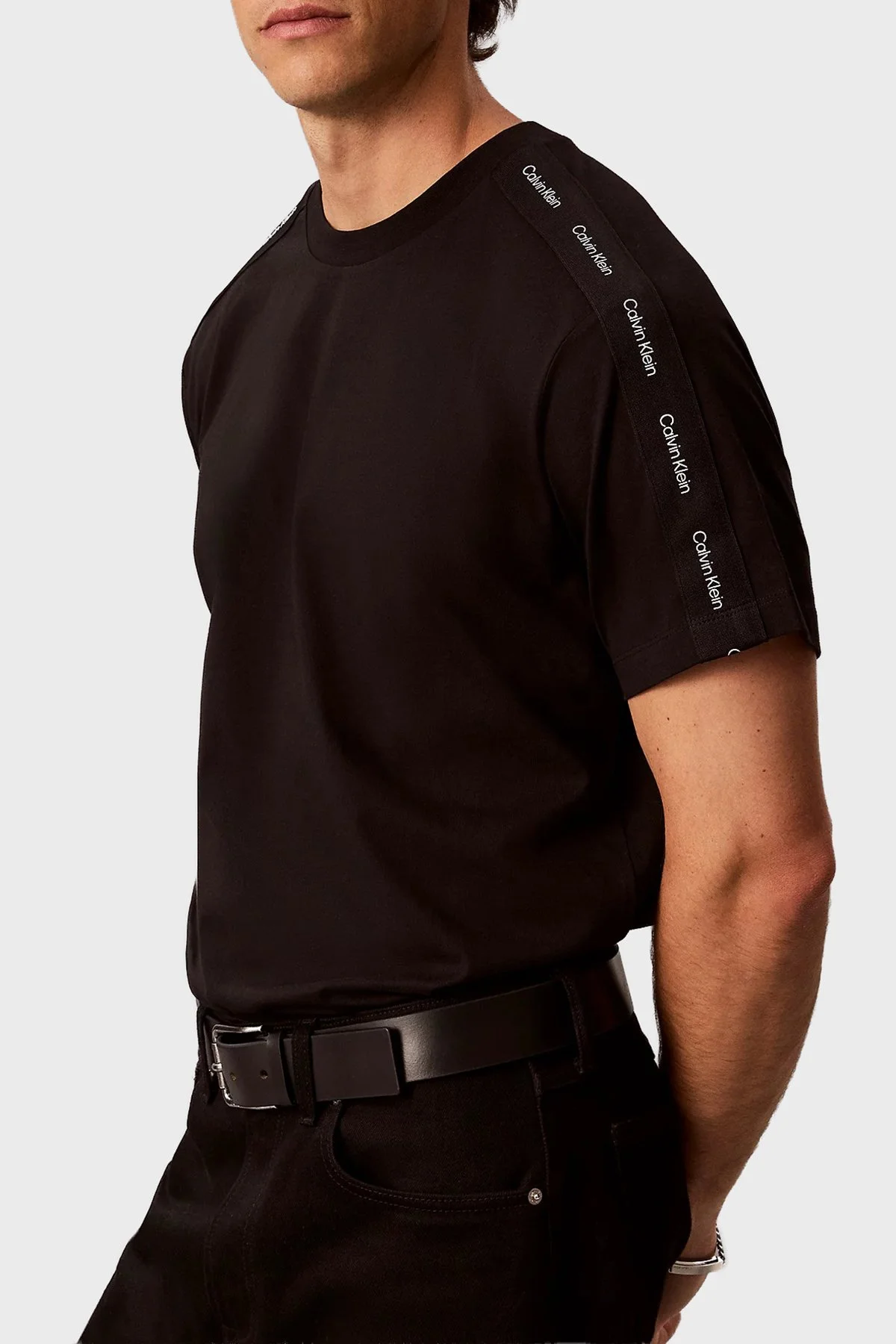 Calvin Klein Logolu % 100 Pamuk Bisiklet Yaka LV04RH201GUB1 Erkek T Shirt LV04RH201G UB1 Siyah - 5