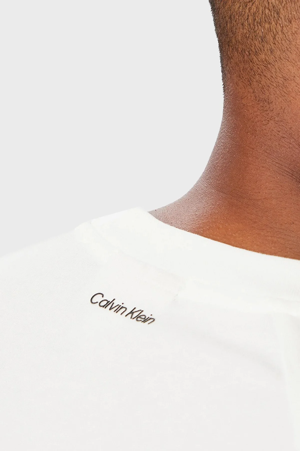 Calvin Klein Logolu % 100 Pamuk Bisiklet Yaka LV04RH201GYAF Erkek T Shirt LV04RH201G YAF Beyaz - 5