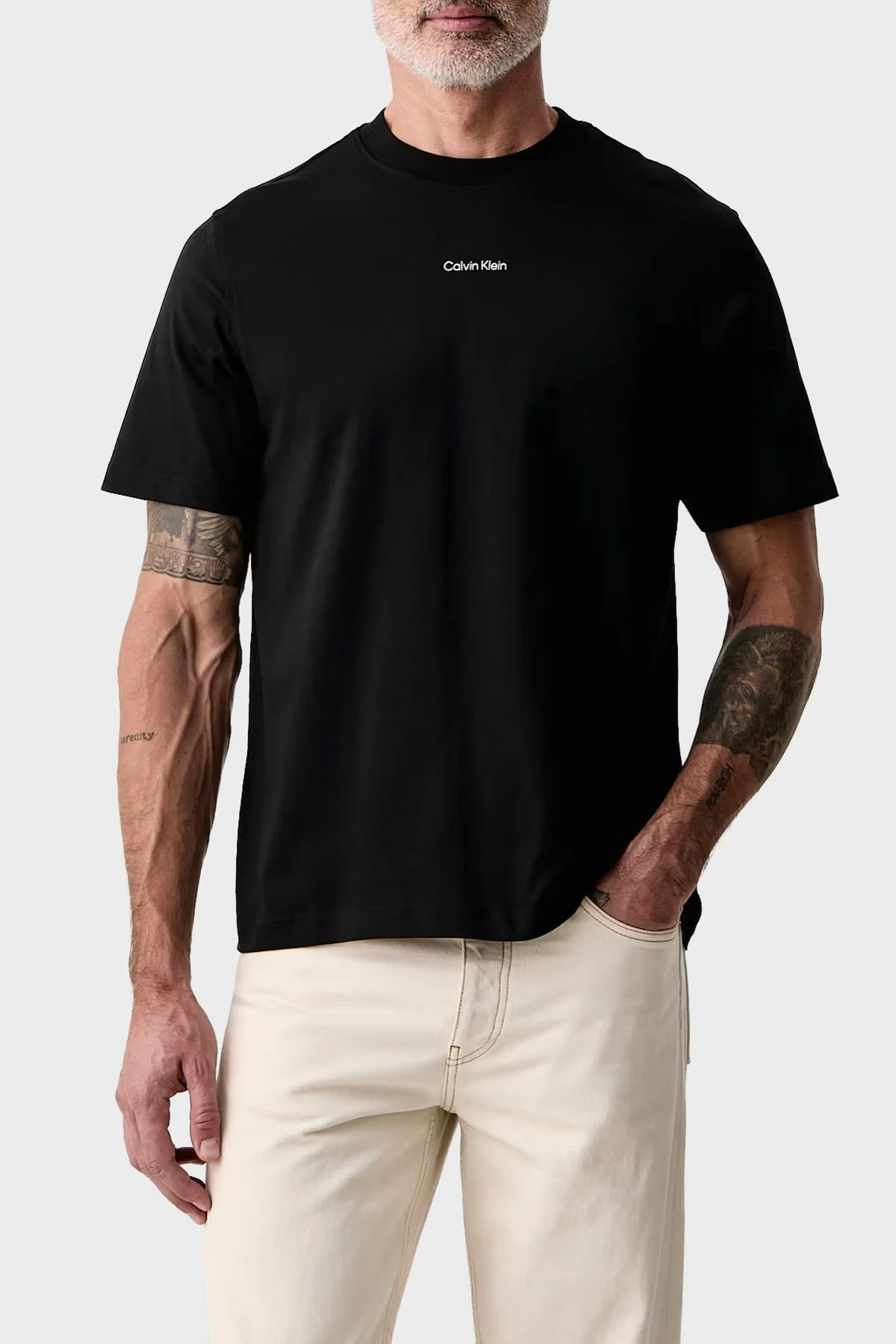 Calvin Klein Logolu % 100 Pamuk Bisiklet Yaka LV04RH821GUB1 Erkek T Shirt LV04RH821G UB1 Siyah - 1
