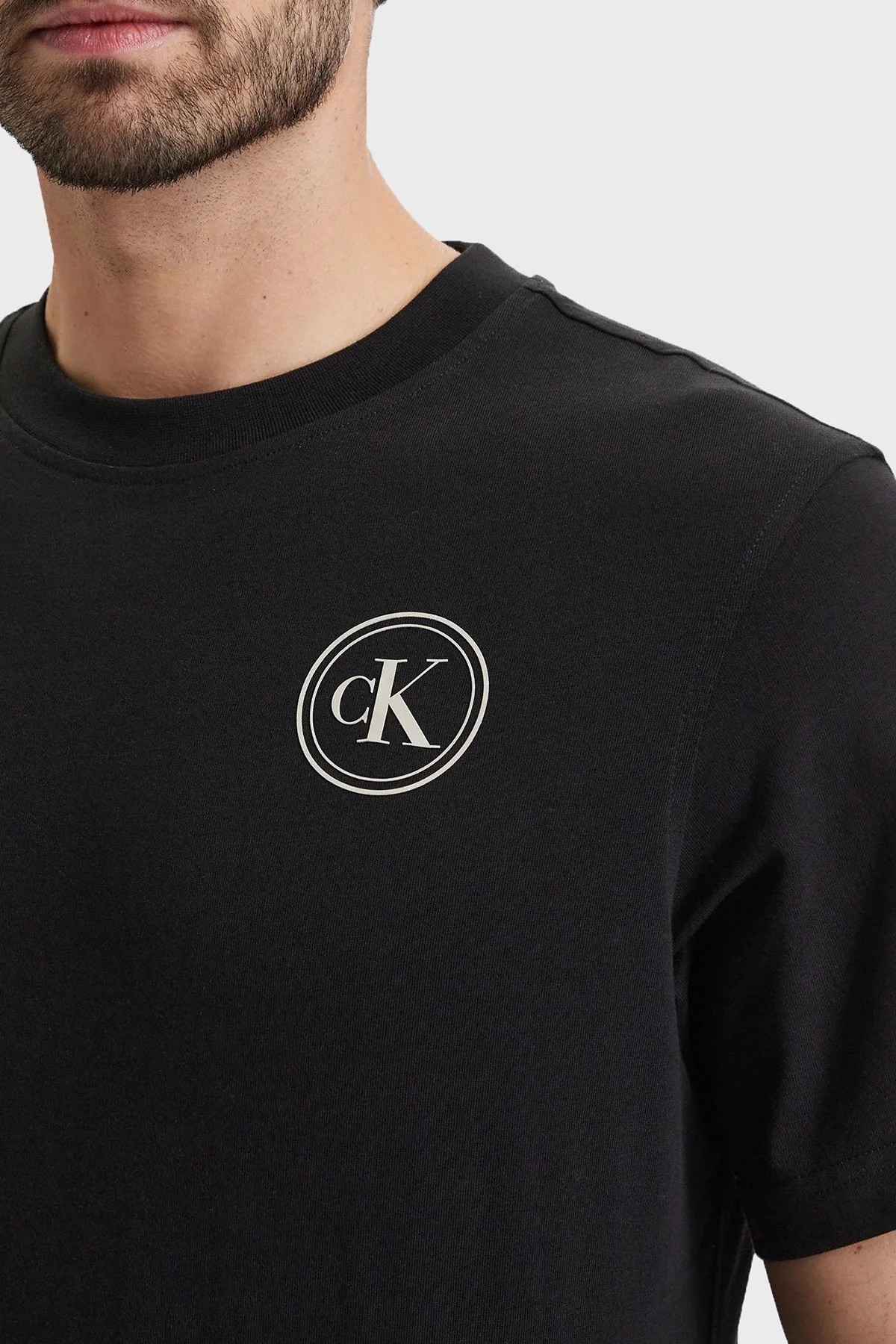 Calvin Klein Logolu % 100 Pamuk Bisiklet Yaka LV04RH856GUB1 Erkek T Shirt LV04RH856G UB1 Siyah - 4
