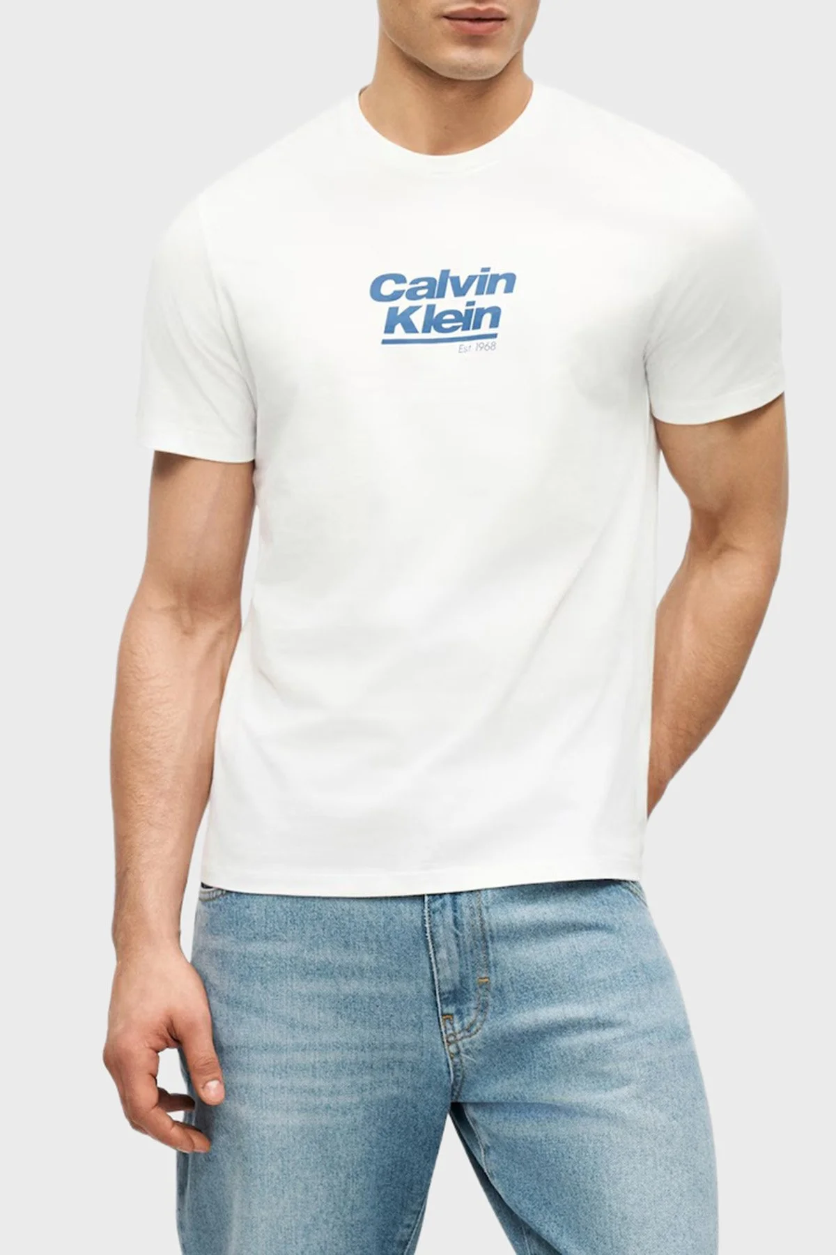 Calvin Klein Logolu % 100 Pamuk Bisiklet Yaka LV14RF803GYAF Erkek T Shirt LV14RF803G YAF BEYAZ - 3