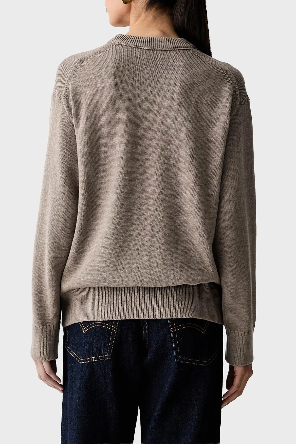 Calvin Klein Logolu % 100 Pamuk Bisiklet Yaka Örme LV044G313GTS7 Kadın Kazak LV044G313G TS7 Kahve - 3