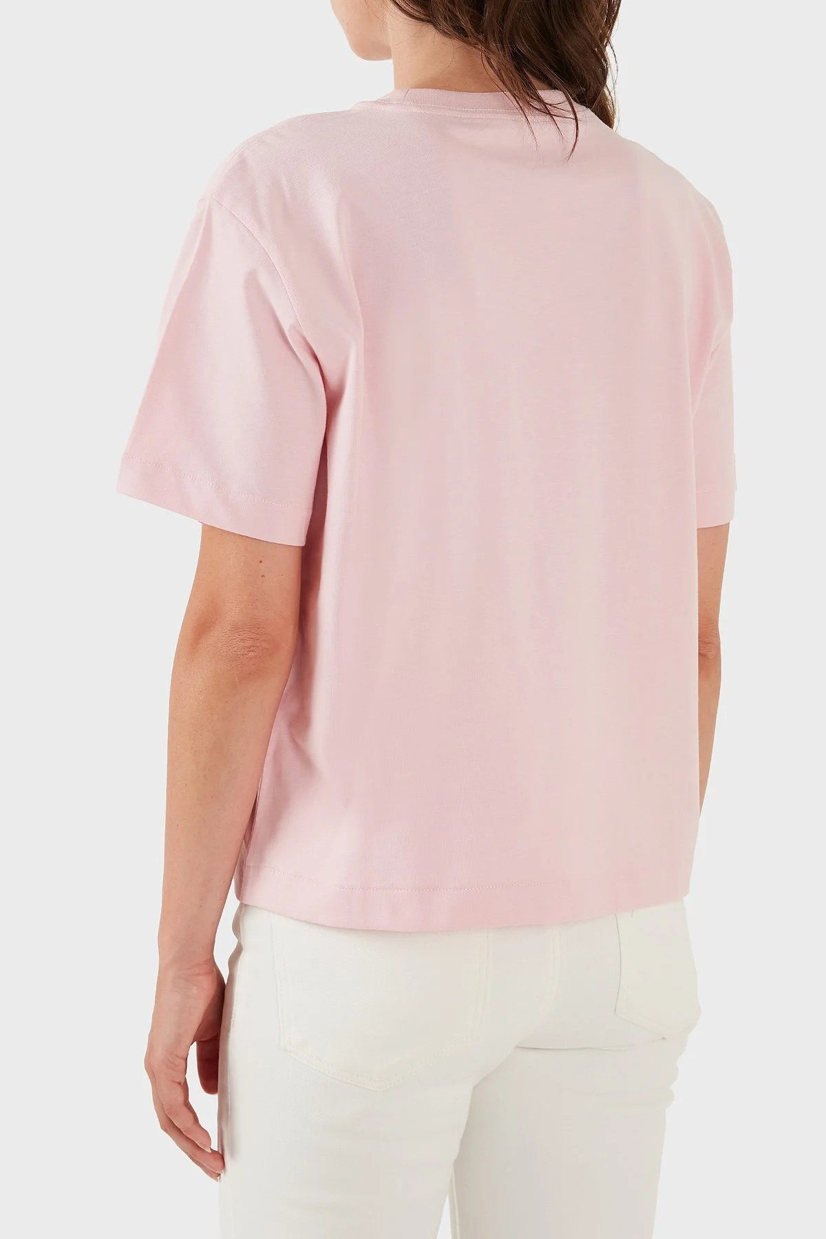 Calvin Klein Logolu % 100 Pamuk Boxy Fit Bisiklet Yaka LV047C858GW0S Bayan T Shirt LV047C858G W0S PEMBE - 2