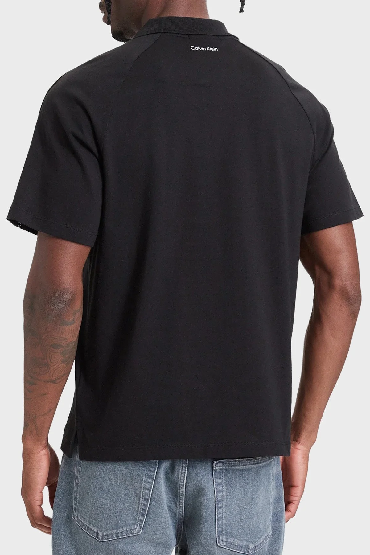 Calvin Klein Logolu % 100 Pamuk Düğmeli Erkek Polo LV04RH202G UB1 Siyah - 3
