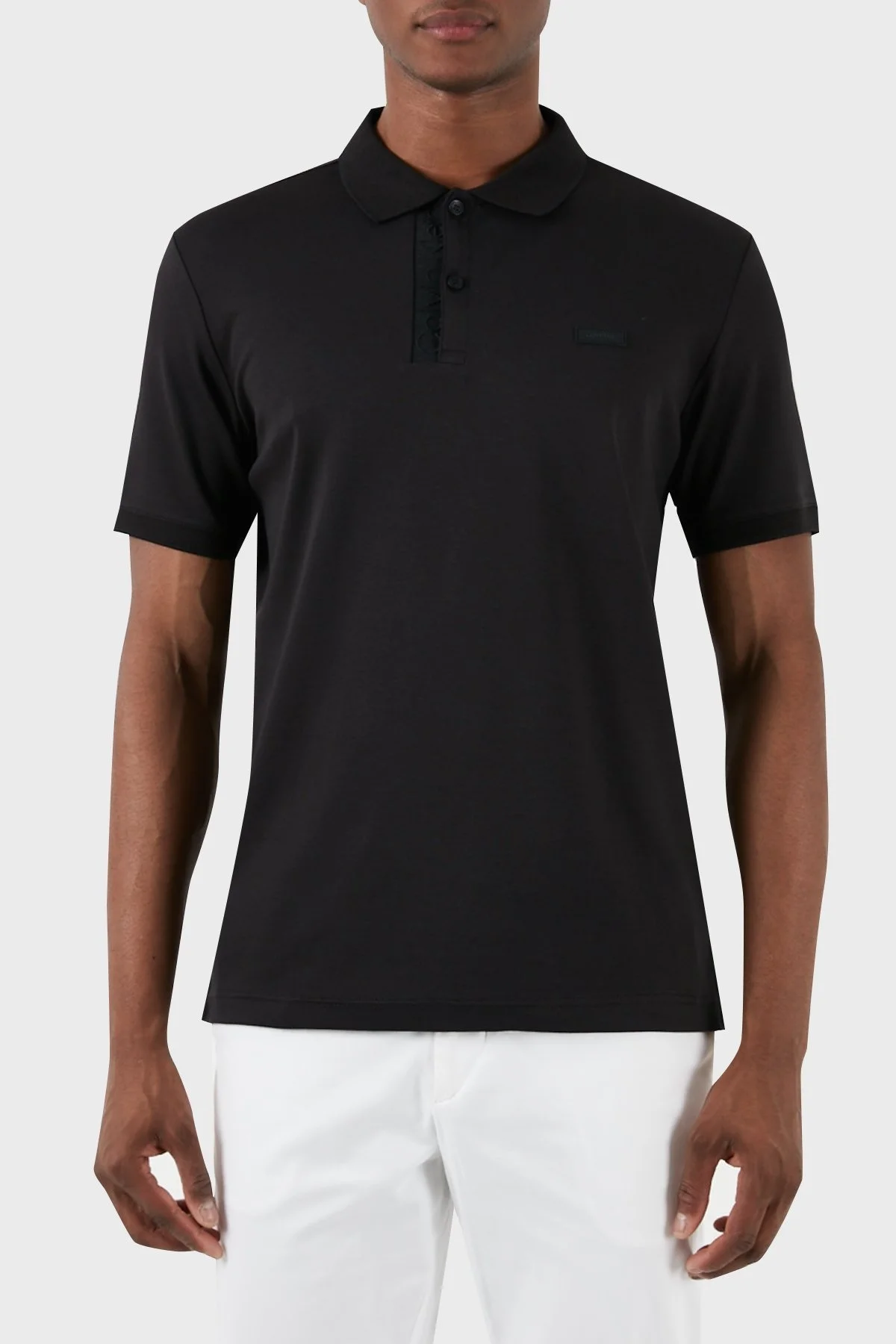 Calvin Klein Logolu % 100 Pamuk Düğmeli K10K112473BEH Erkek Polo Yaka T Shirt K10K112473 BEH SİYAH - 1