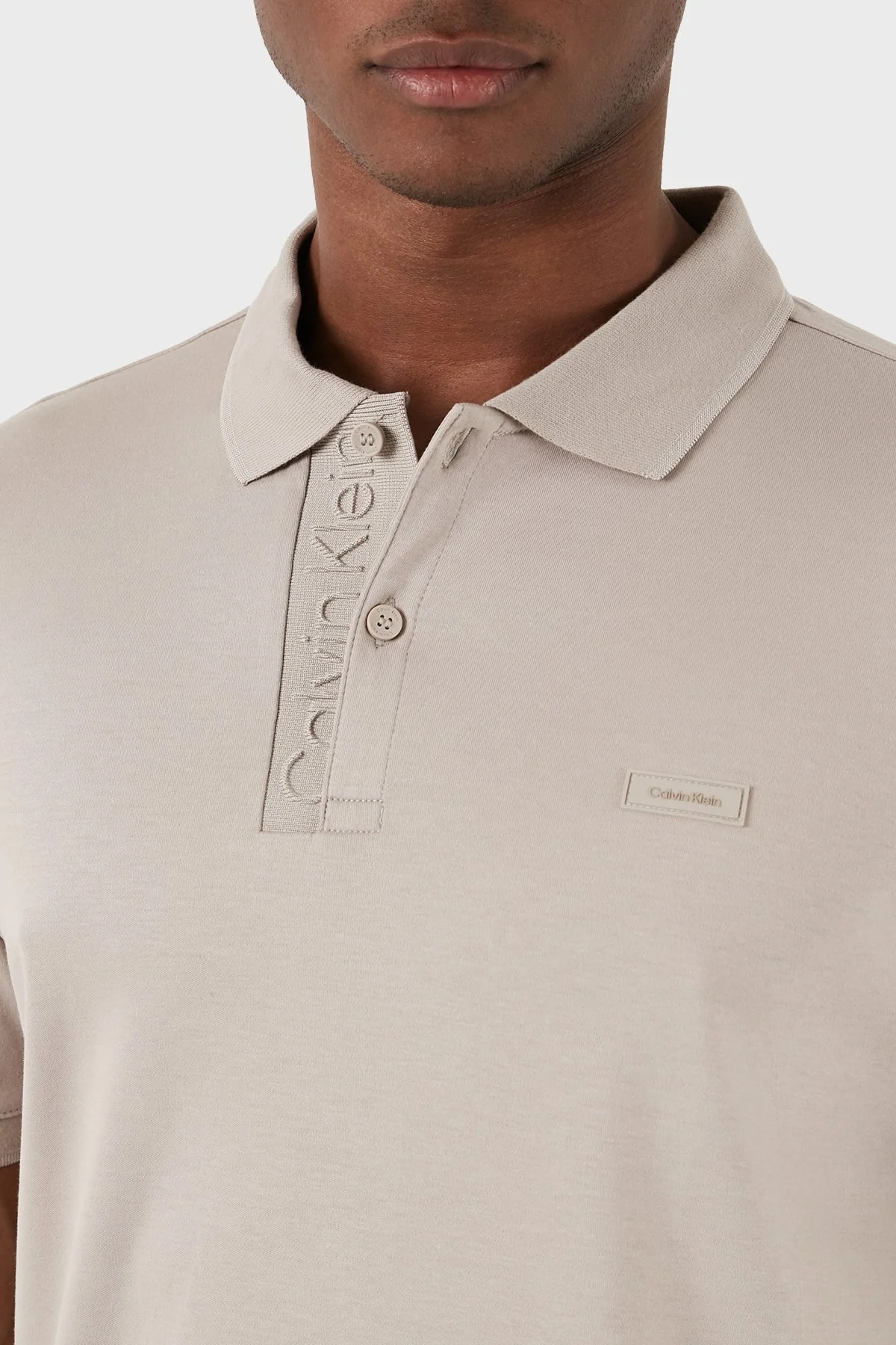 Calvin Klein Logolu % 100 Pamuk Düğmeli K10K112473PAN Erkek Polo Yaka T Shirt K10K112473 PAN GRİ - 5