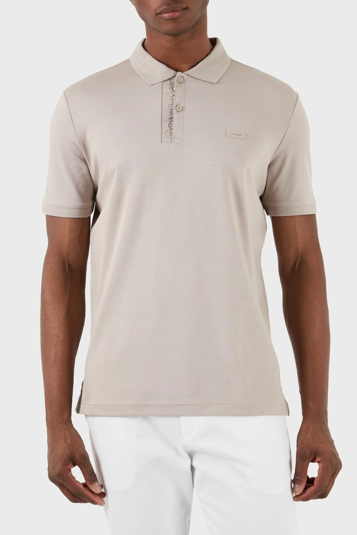 Calvin Klein Logolu % 100 Pamuk Düğmeli K10K112473PAN Erkek Polo Yaka T Shirt K10K112473 PAN GRİ - 6