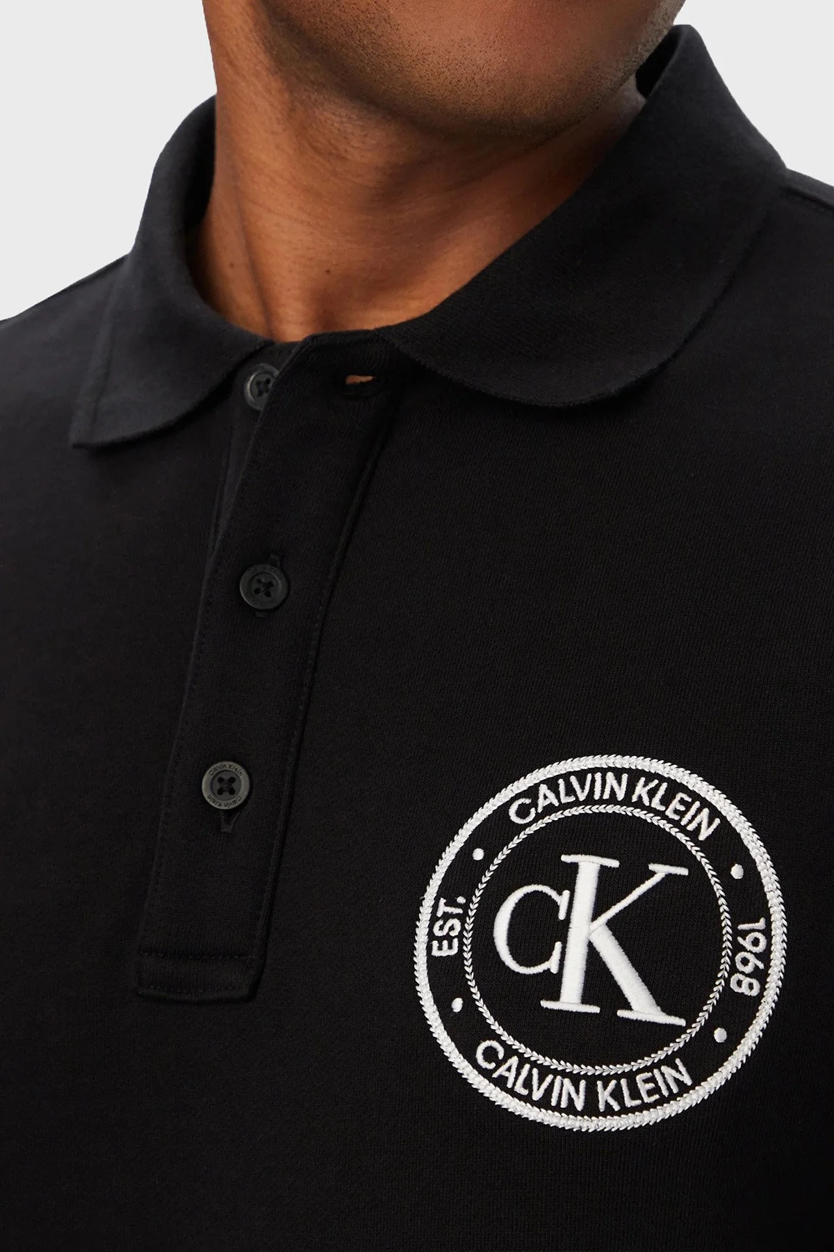 Calvin Klein Logolu % 100 Pamuk Düğmeli LV04RH236GUB1 Erkek Polo Yaka Sweat LV04RH236G UB1 Siyah - 4