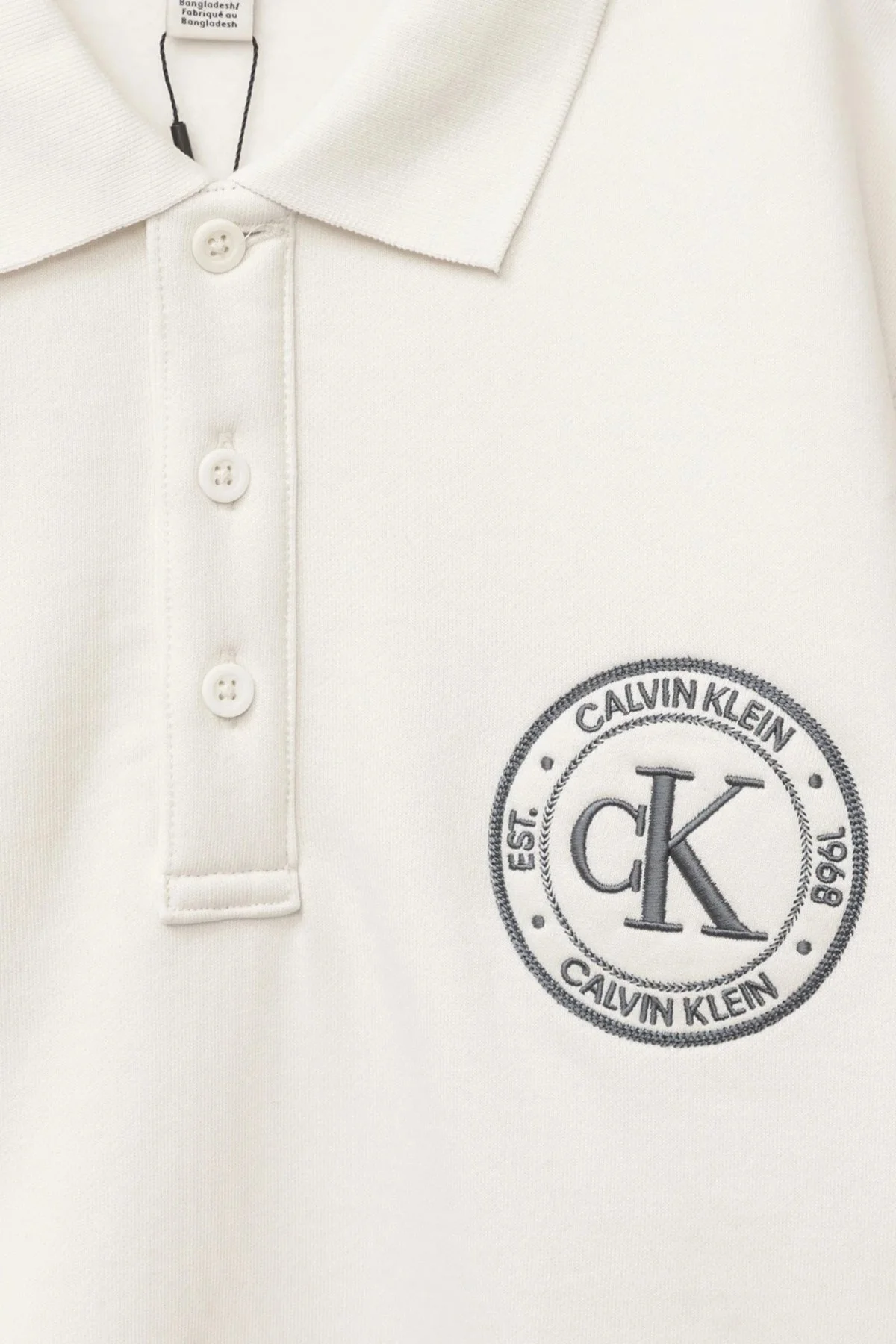 Calvin Klein Logolu % 100 Pamuk Düğmeli LV04RH236GYAS Erkek Polo Yaka Sweat LV04RH236G YAS Krem - 4